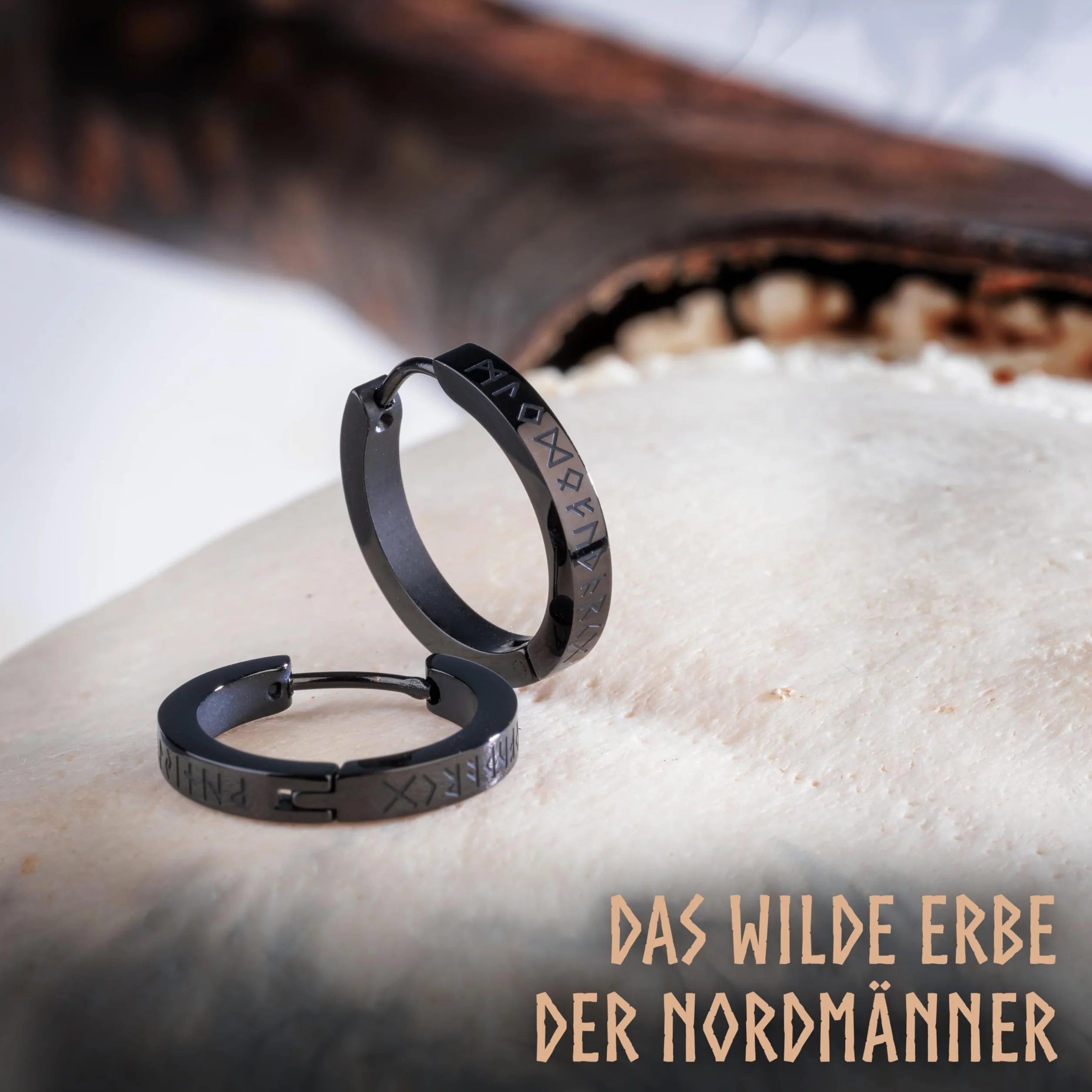 VIKING CRAFT Kolczyki Wikingów męskie ze stali nierdzewnej z runami