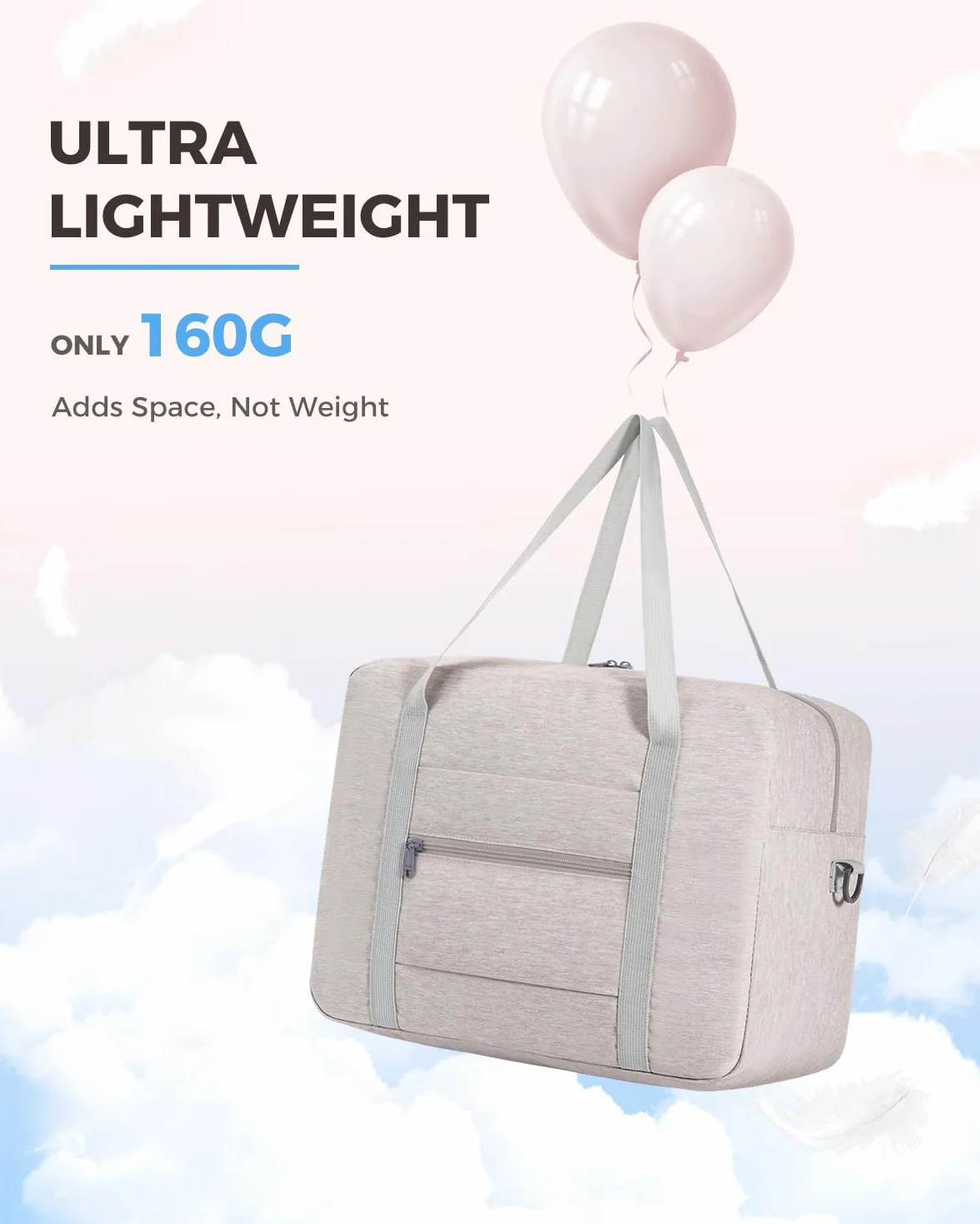 WANDF Bagaż Podręczny do Samolotu Składany Ryanair 40x20x25cm Torba Sportowa, Szpitalna, Weekendowa (Denim Beżowy 20l z Paskiem na Ramię)