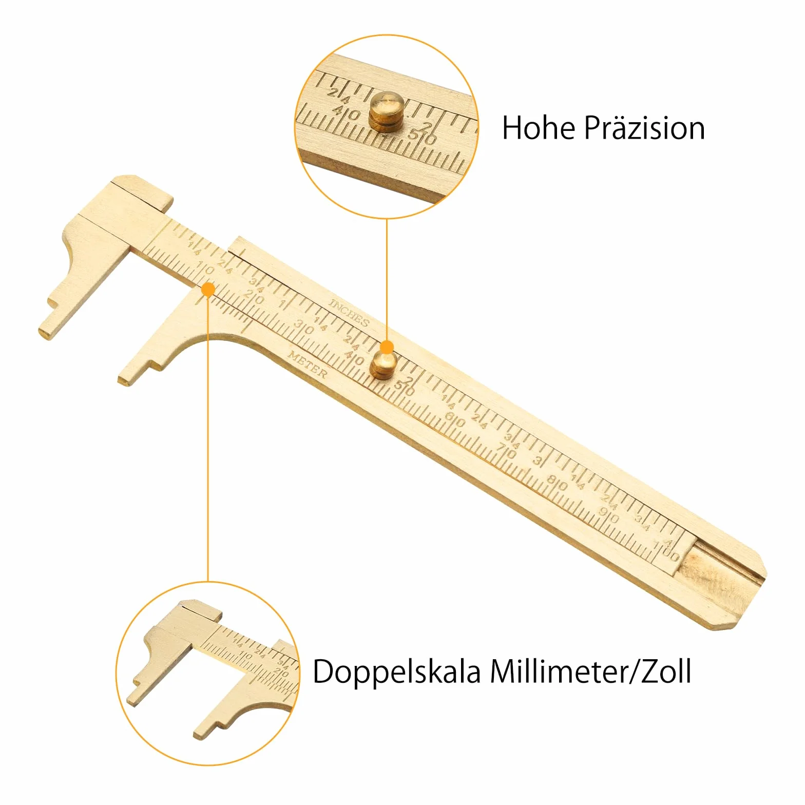 HENGBIRD 2 sztuki suwmiarka mała, suwmiarka analogowa, poręczna szubrowa, mini mosiężna suwmiarka składana, podwójna skala, linijka kieszonkowa, do biżuterii, obróbki drewna, narzędzie pomiarowe 100