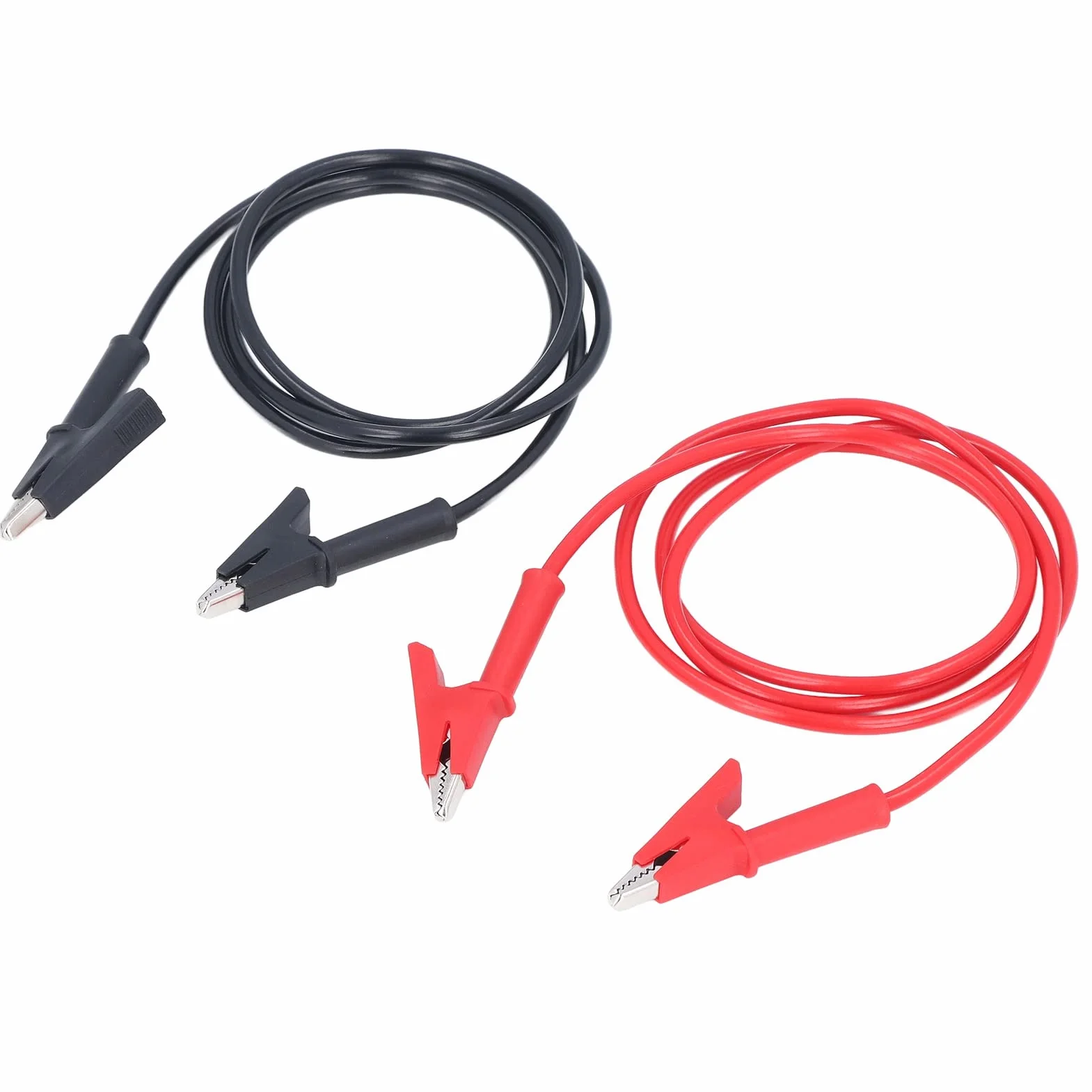 Kabel z Podwójnymi Końcówkami Krokodylowymi, 1 Zestaw Podwójnych Zacisków Krokodylkowych, Mosiężne Silikonowe Zaciski Krokodylkowe, 20A 3000V Podwójne Zakończone, Przewody Pomiarowe