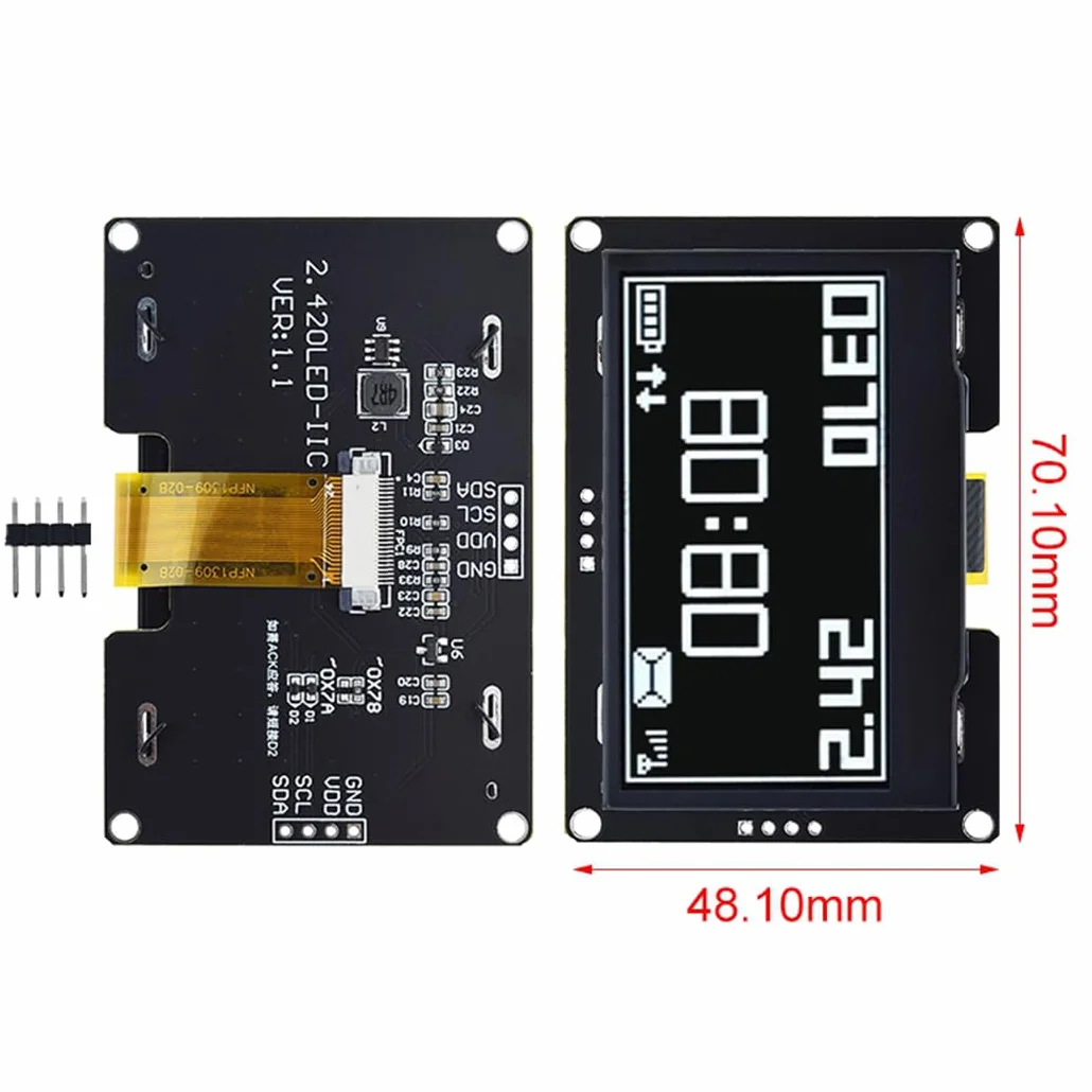 Hailege 2,42" SSD1309 128 x 64 Moduł wyświetlacza OLED 2,42 cala 4-pinowy (IIC biały)
