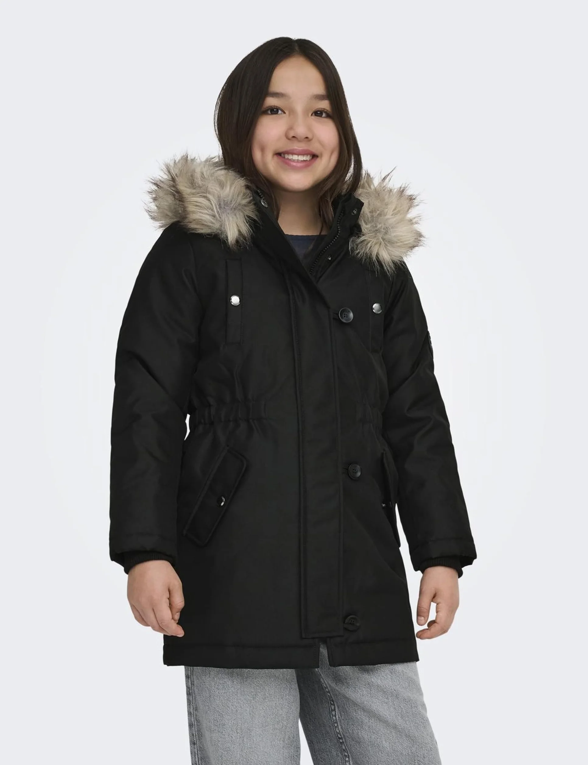 ONLY Dziewczęca parka, długa, czarny, 152 cm