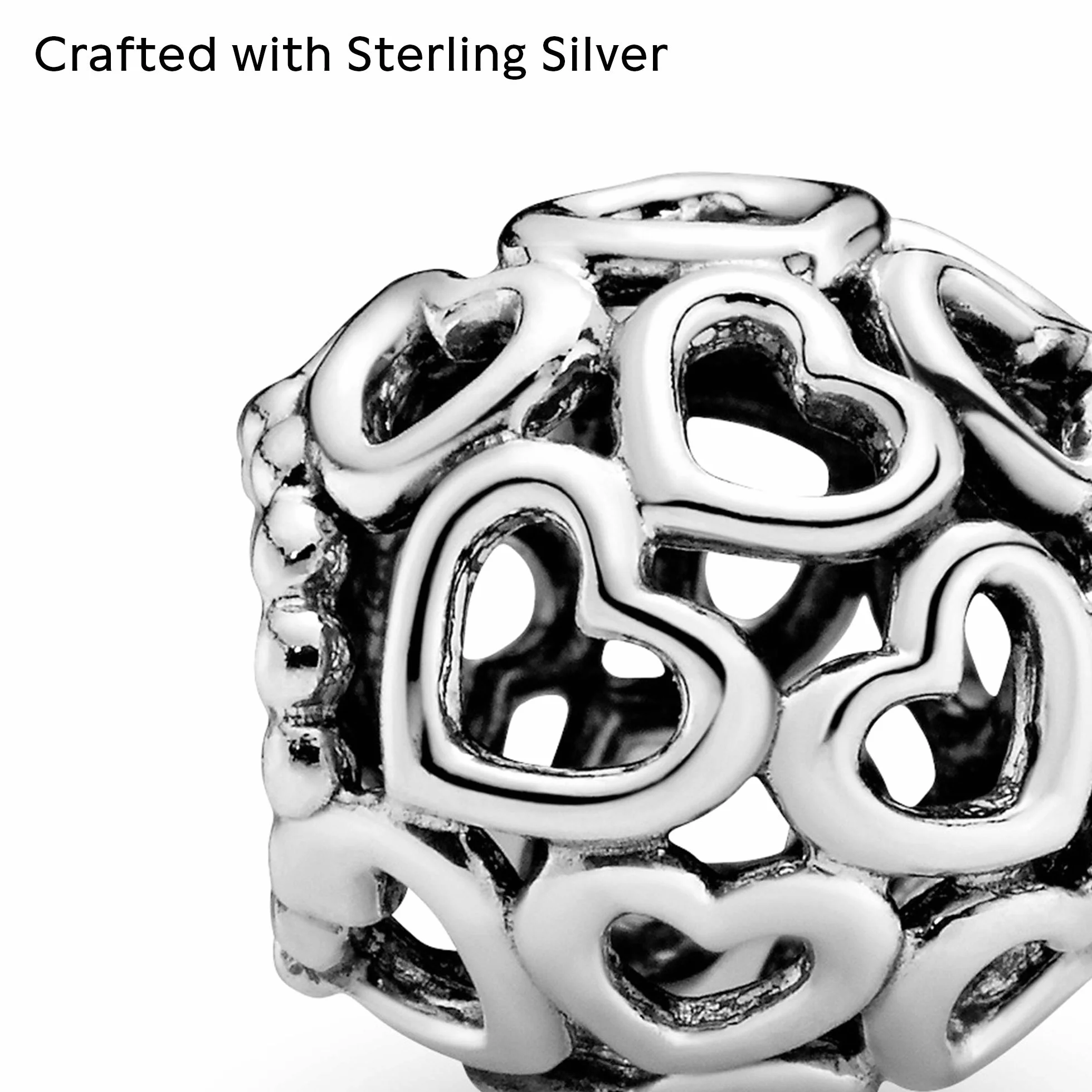 PANDORA All Over-Herzen Charm Sterling-Silber 11 x 11 x 10,7 mm (T/H/B)