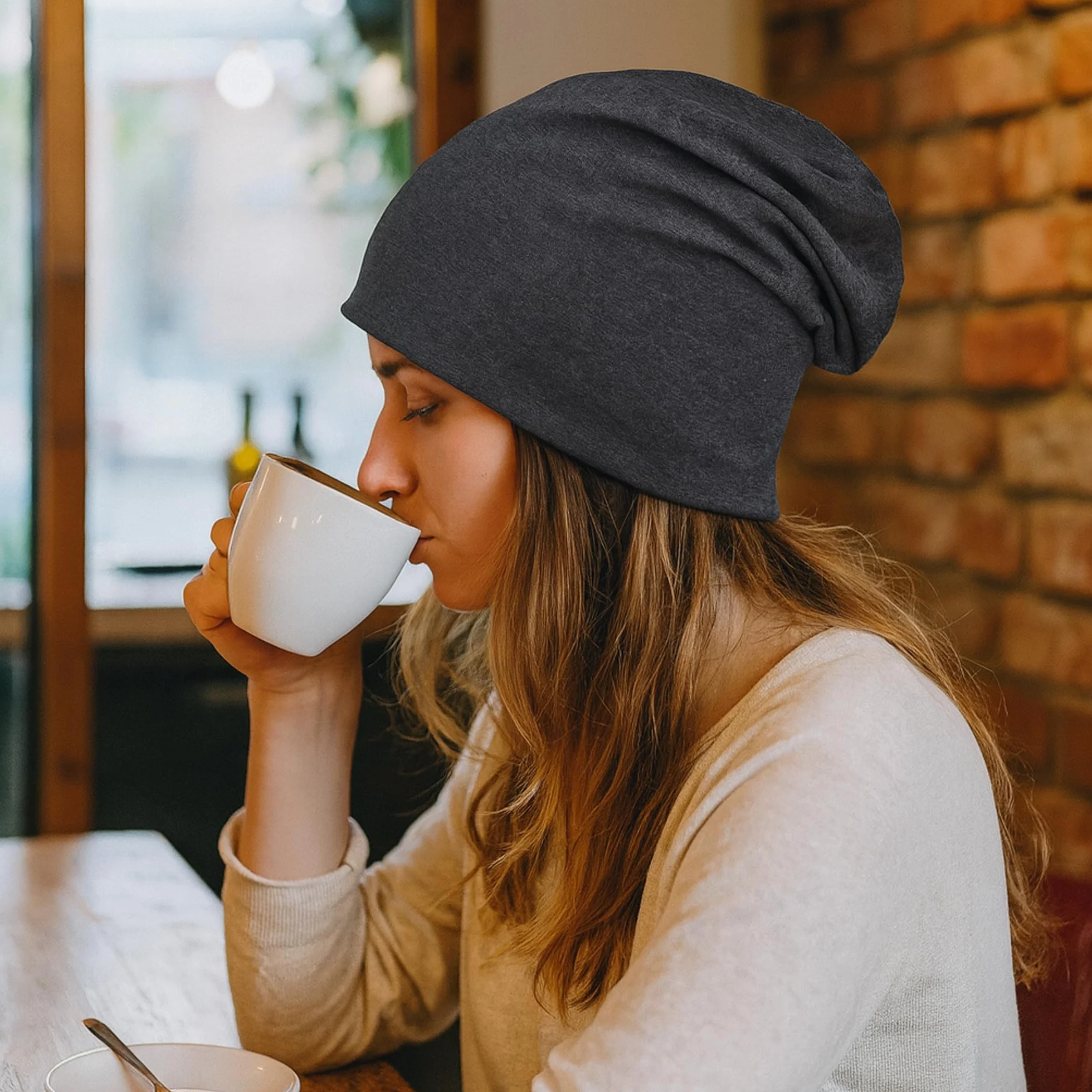 Jersey Slouch Beanie Long czapka uniseks, jednokolorowa, dla mężczyzn i kobiet, standardowy rozmiar XXL