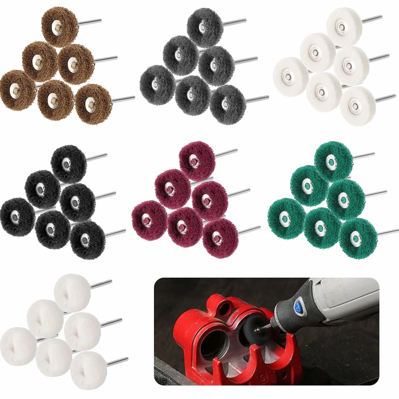 140 sztuk 25 mm ścierne tarcze polerskie, akcesoria polerskie do narzędzi obrotowych Dremel ziarnistość 80/150/240/320/600/800/1000 do narzędzi obrotowych Dremel