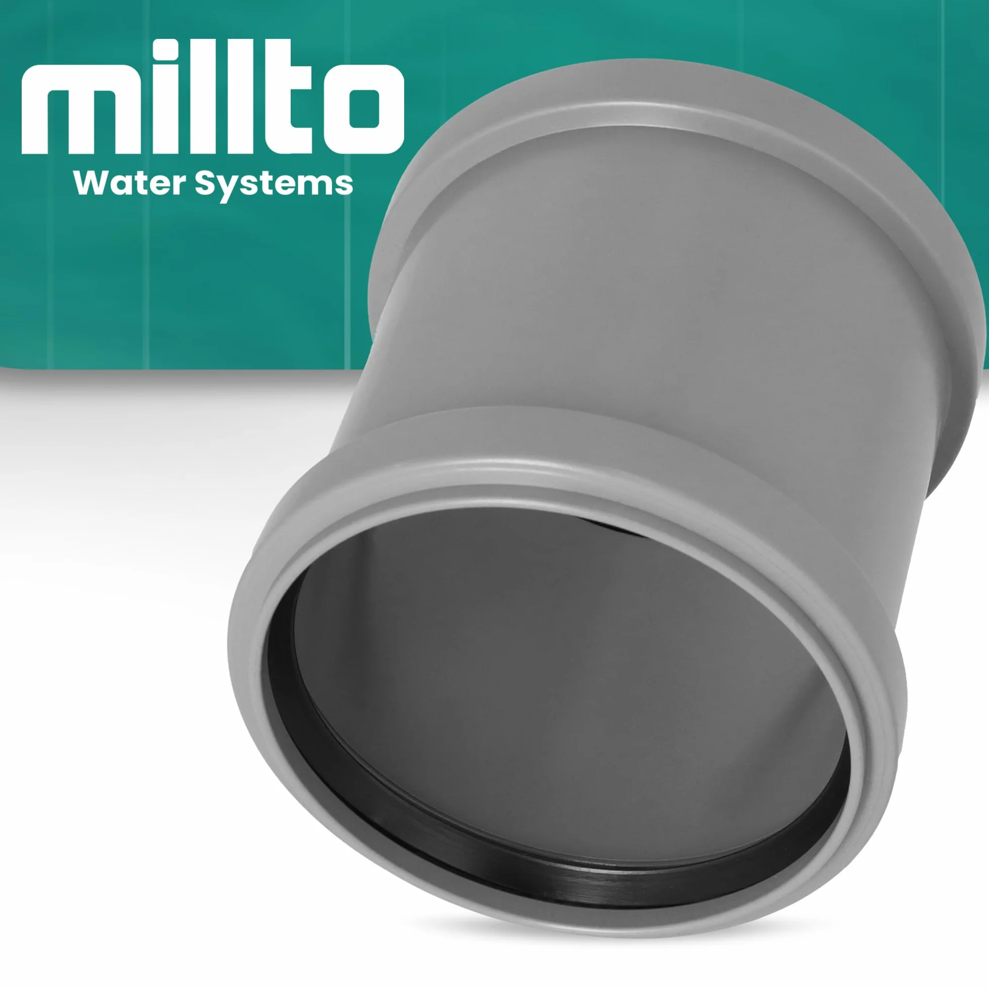 Millto Mufa rura kanalizacyjna 110 x 110 mm, szara, PP, połączenie, połączenie, system rur kanalizacyjnych, odporność chemiczna, z 2 gumowymi pierścieniami uszczelniającymi
