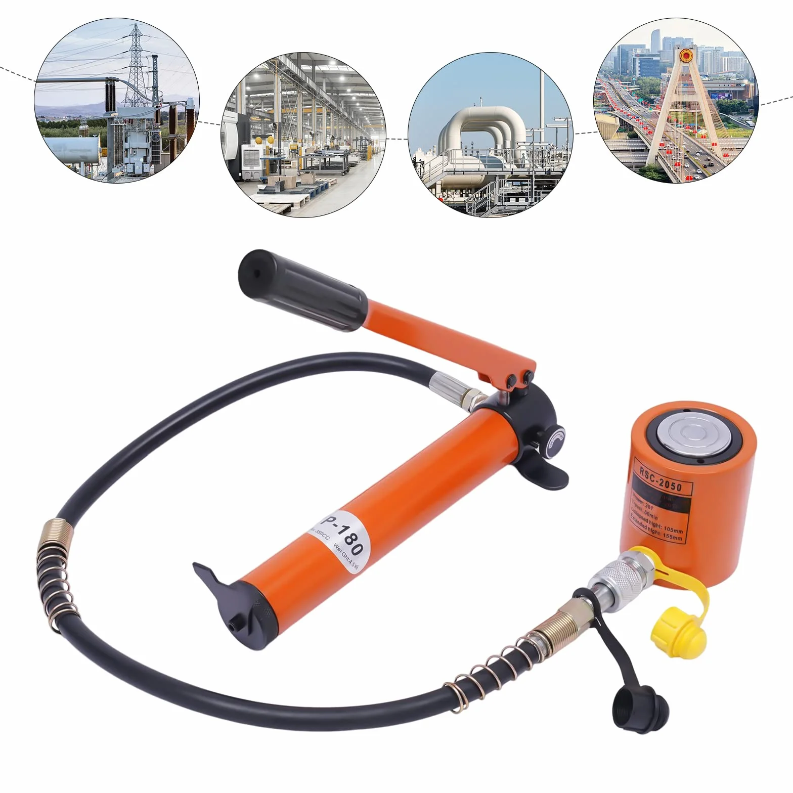 Siłownik hydrauliczny, podnośnik, siłownik hydrauliczny, zestaw do montażu, przenośny podnośnik hydrauliczny 20T 50 mm z ręczną pompą hydrauliczną 70 Mpa 350 CC do naprawy samochodów, ciężarówek