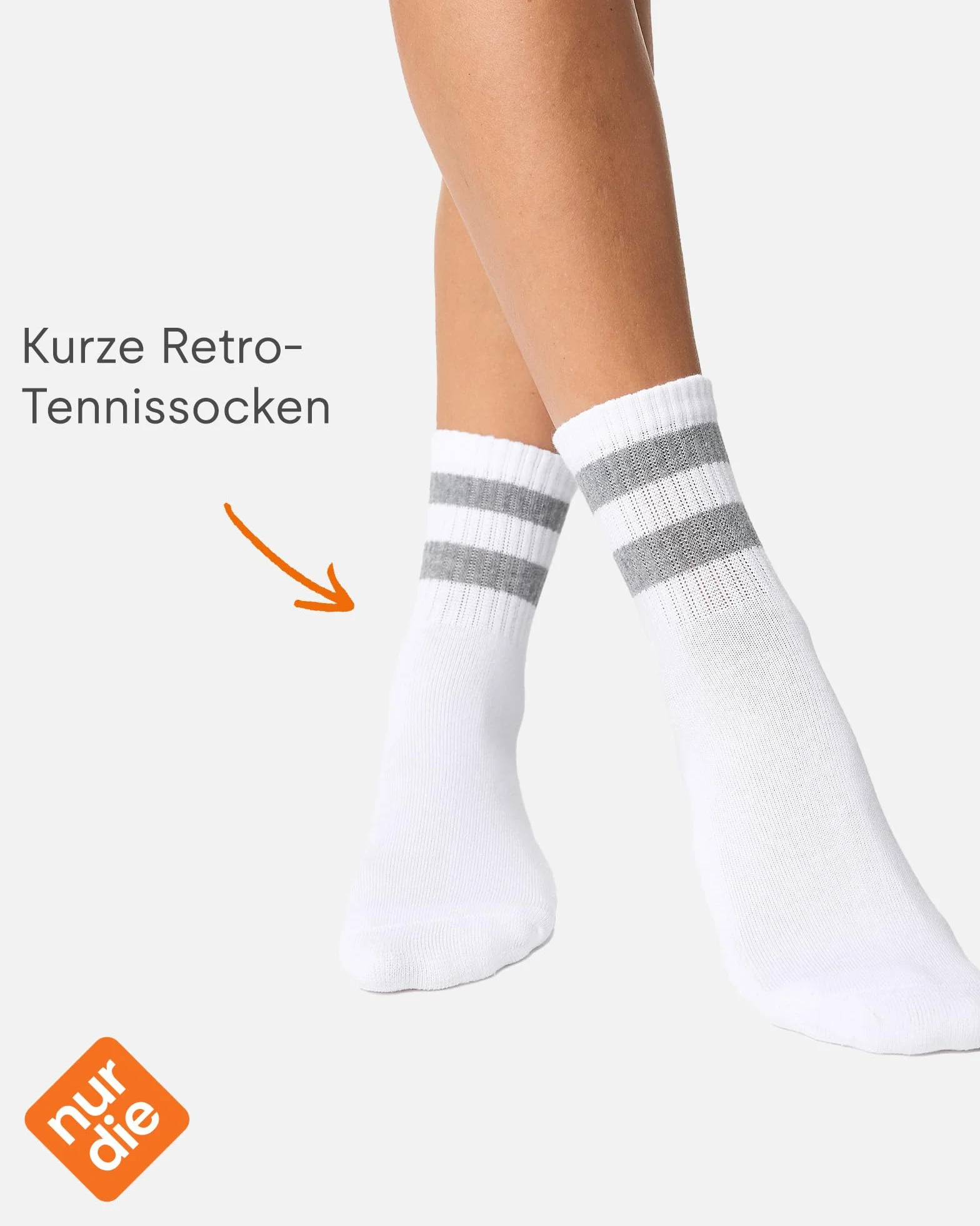 Nur Die 3-pak krótkich skarpet tenisowych w stylu retro, z paskami z oddychającej bawełny, damskie, biały, 39-42 EU