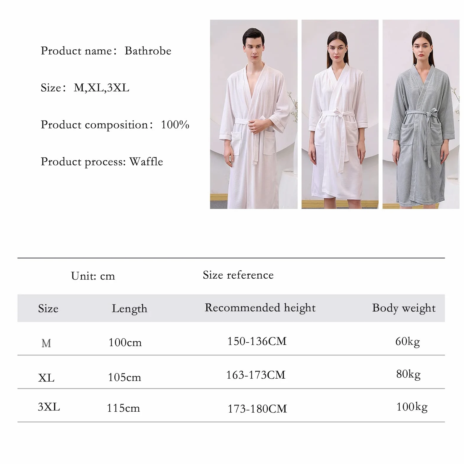 Szlafrok frotte,Męski,Damski,Szlafroki,Szlafrok,Bawełniany,Dzianinowy,Kimono,Spa i Szlafroki,Dla Mężczyzn i Kobiet