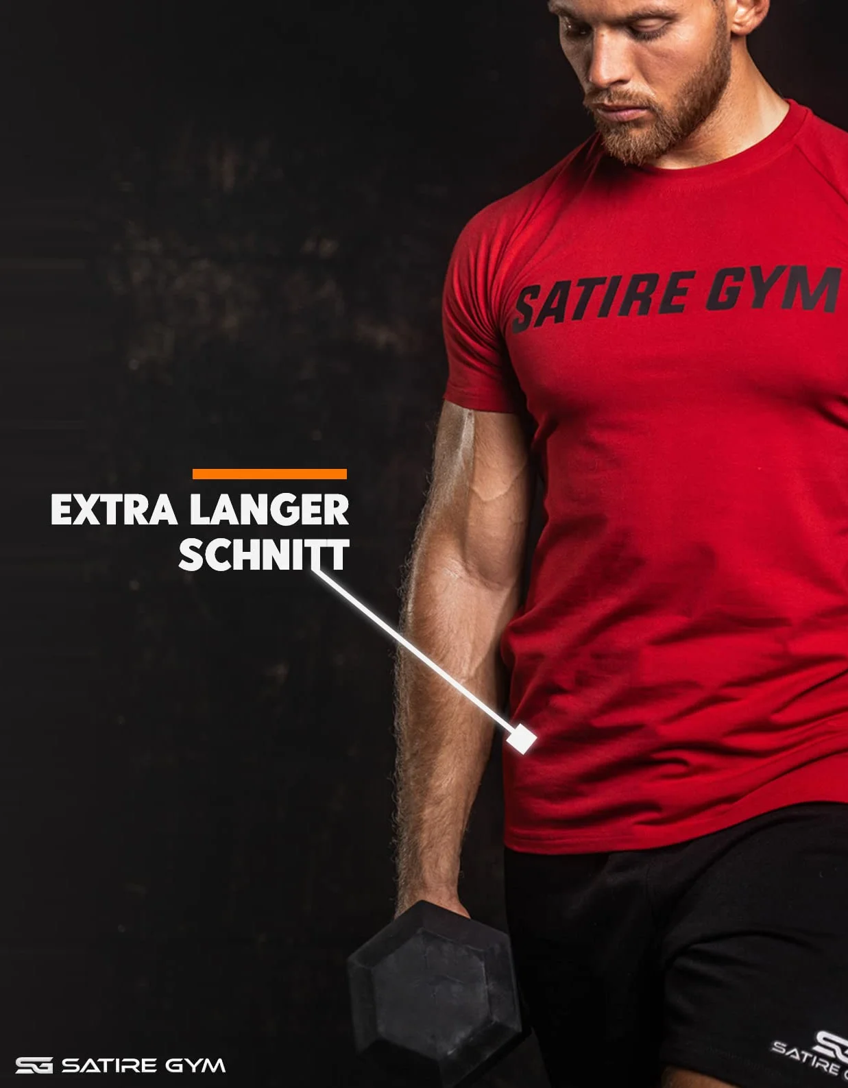 Satire Gym - Fitness Slim Fit T-shirt z bawełny, dopasowany i szybkoschnący strój sportowy dla mężczyzn – męska koszulka sportowa na siłownię i fitness