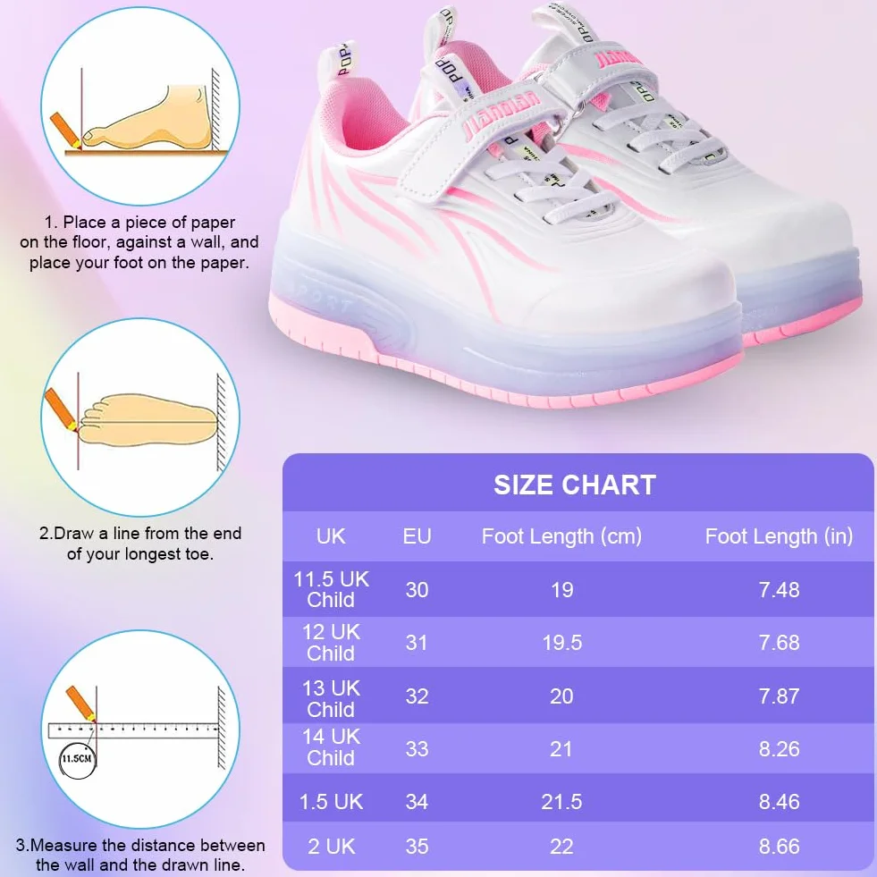 flintronic Migające diody LED, buty z podwójnymi kółkami, automatyczne buty do jazdy na deskorolce, outdoorowe buty fitness, gimnastyka, buty sportowe, ładowanie przez USB, 7 zmian kolorów, dla
