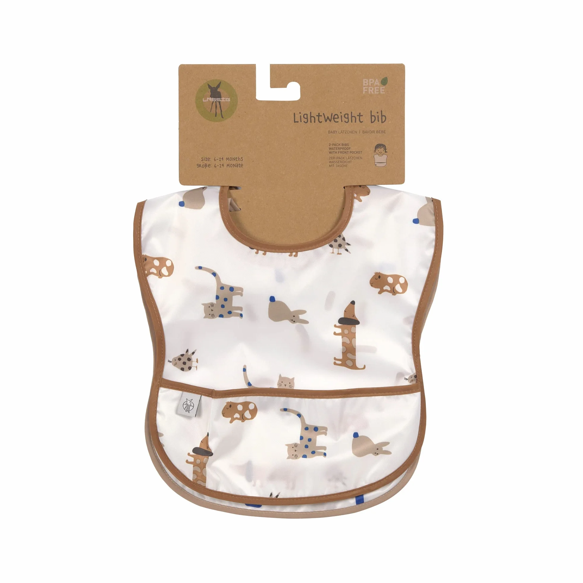 LÄSSIG 2-częściowy zestaw śliniaków z ochroną przeciwmgielną i zapięciem na rzepy/Lightweight Bib Royal Blue