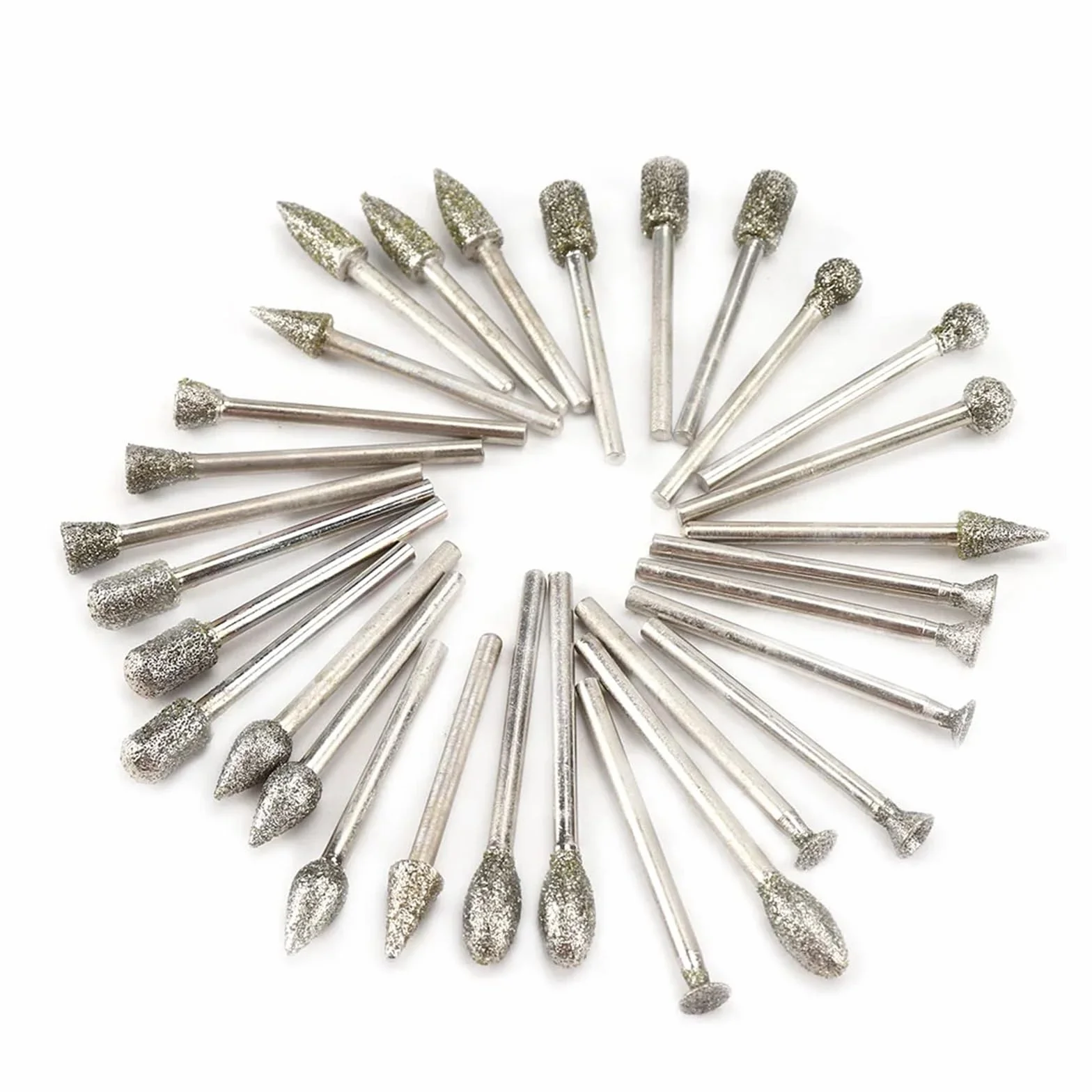 20pcs 3mm Shank Accessories Diamond Grinding Head Abrasive Tools Mini Drill Burrs Bit Set Woodworking Tools