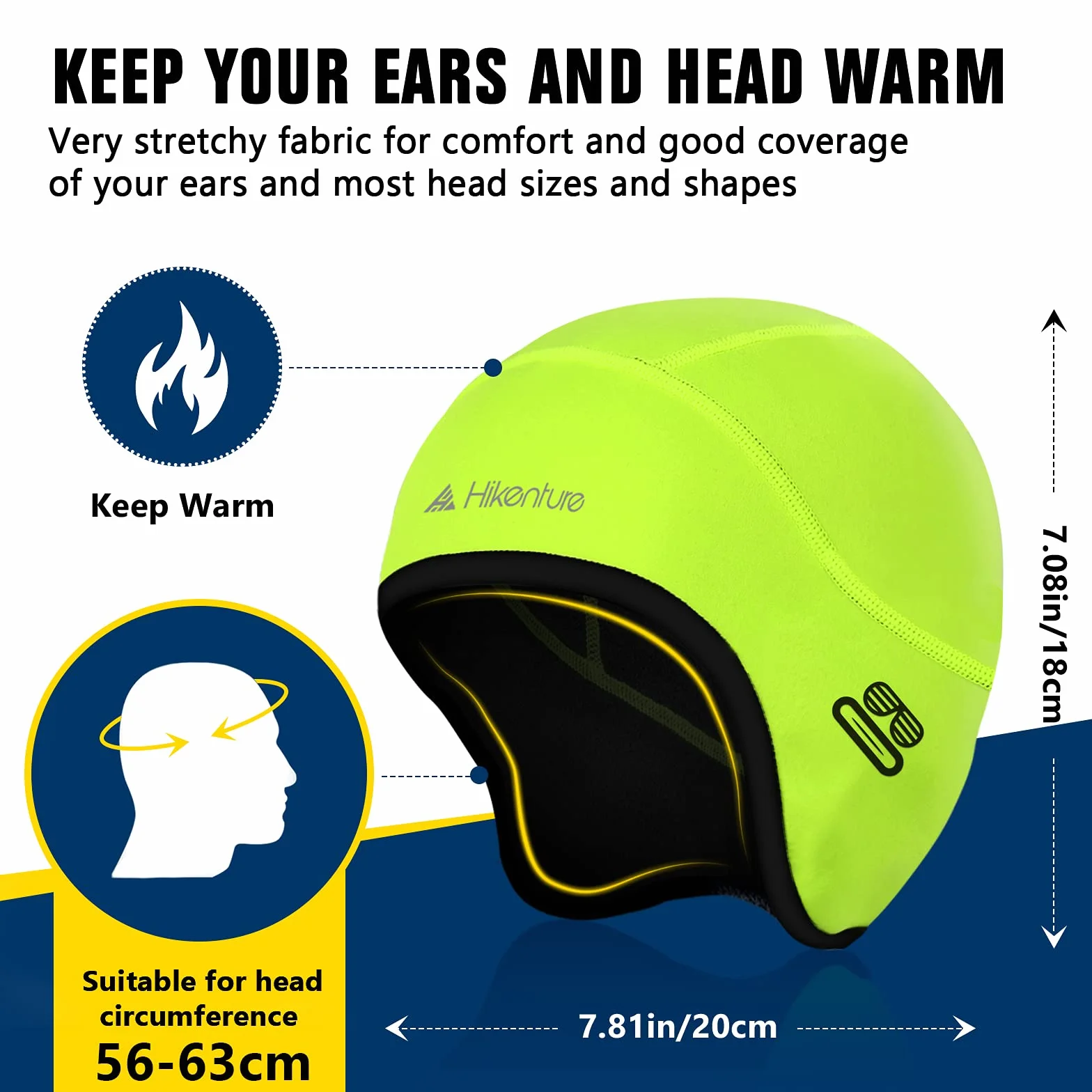 HIKENTURE Zimowa Czapka Rowerowa Ciepła Wiatroszczelna Pod Kask Na Rower Narty MTB