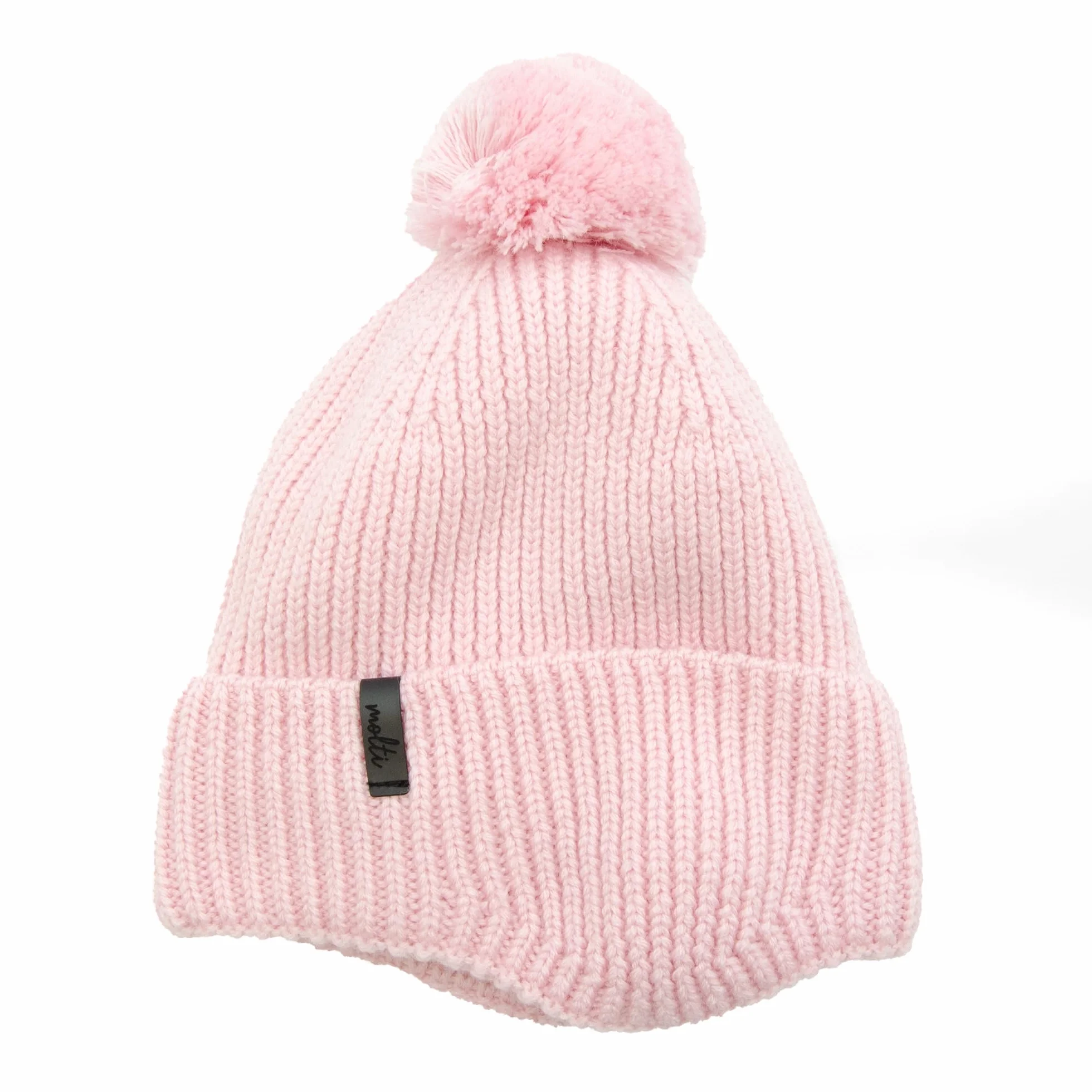 molti Dziecięca czapka zimowa beanie ze 100% wełny merino z podszewką z polaru, czapka z dzianiny z tasiemkami i pomponem, ciepła i miękka, Öko-Tex, rozmiar 46-48, brązowa