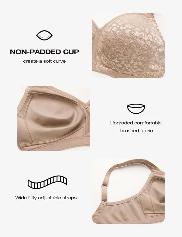 Deyllo Damski biustonosz minimalizujący komfort plus size bez fiszbin bez fiszbin