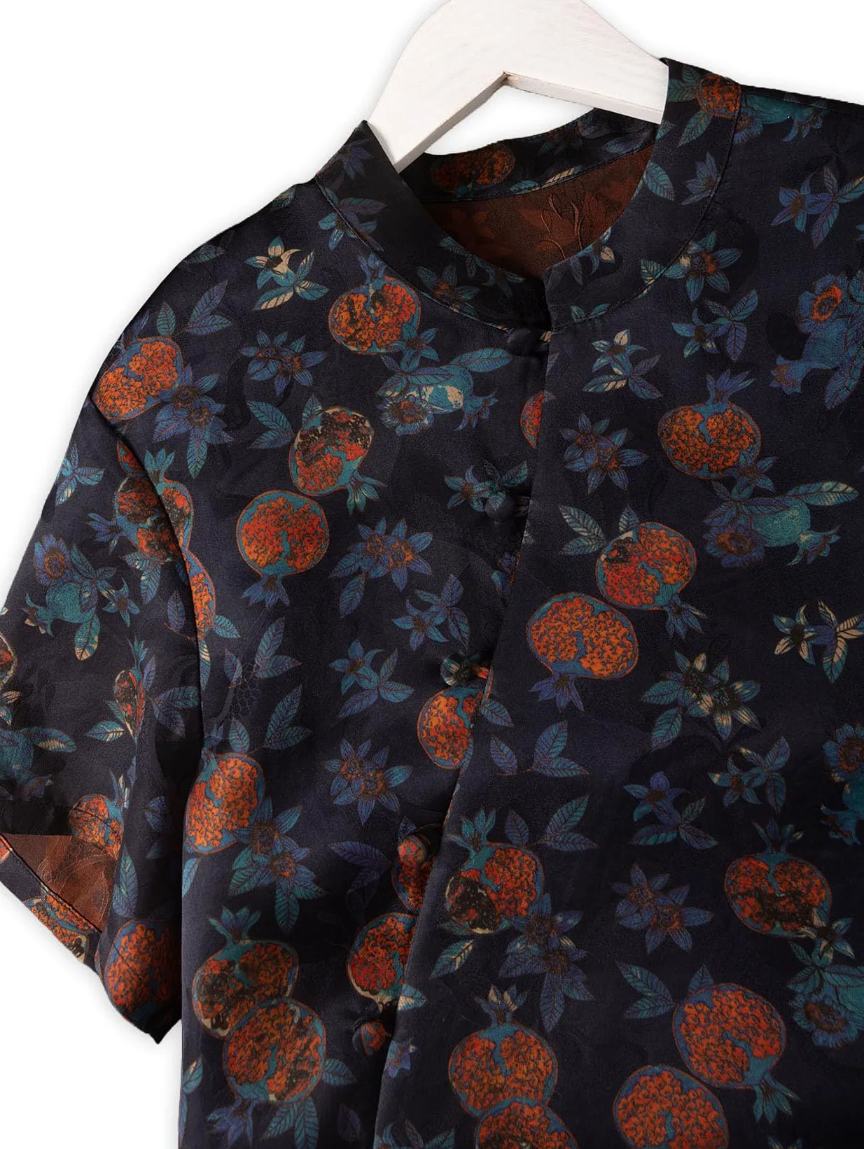 HangErFeng Damska jedwabna bluzka Xiangyunsha Granat Print Top 656