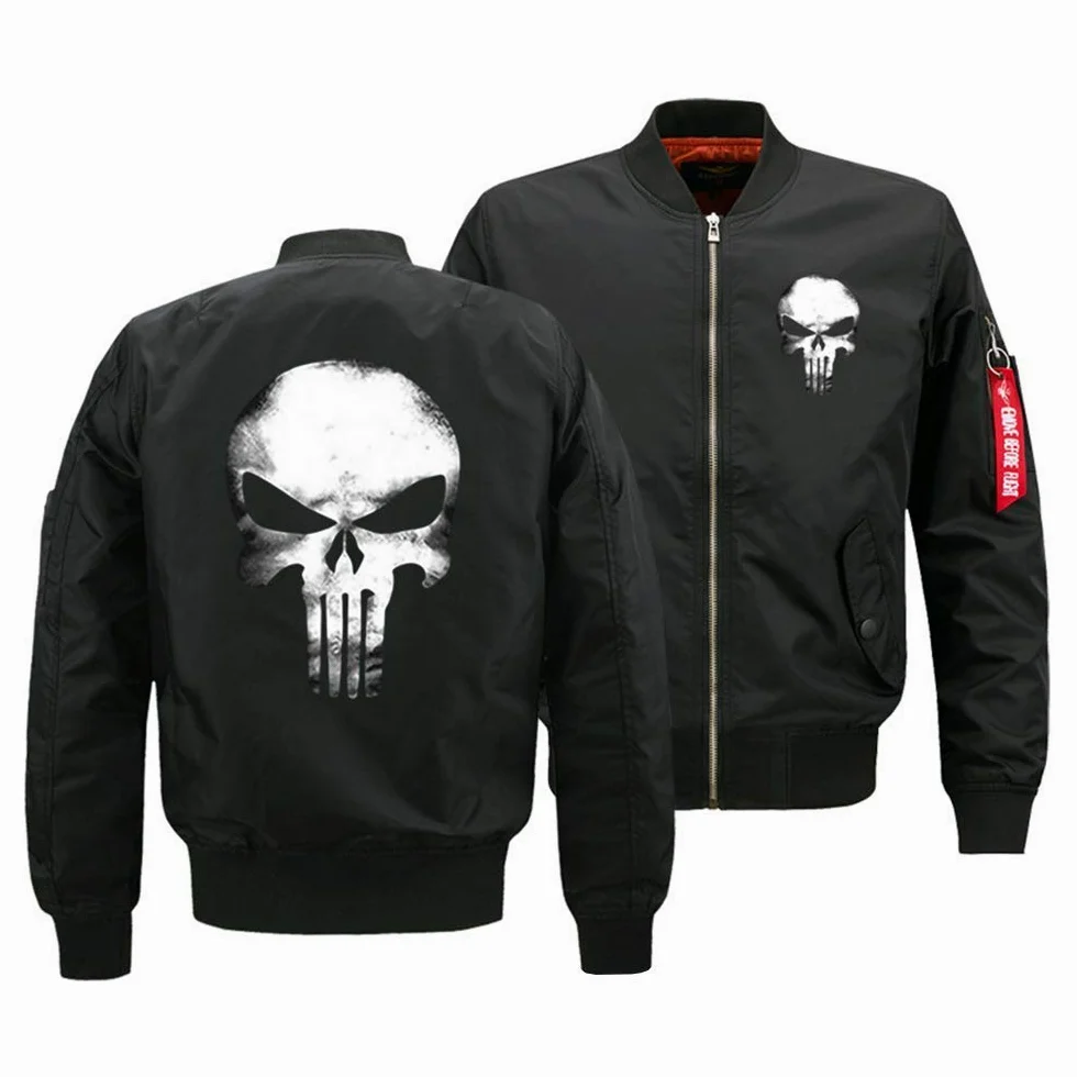 Męska kurtka bomberka Punisher Skull College, kurtka pilotka, bluza z kapturem, bluza z kapturem, kurtka przejściowa