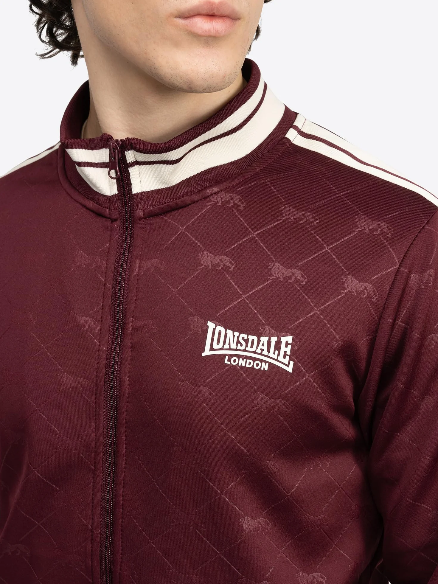 Lonsdale M?ski dres treningowy w?ski krój ASHWELL Oxblood/Ecru L, Oxblood/ecru, L
