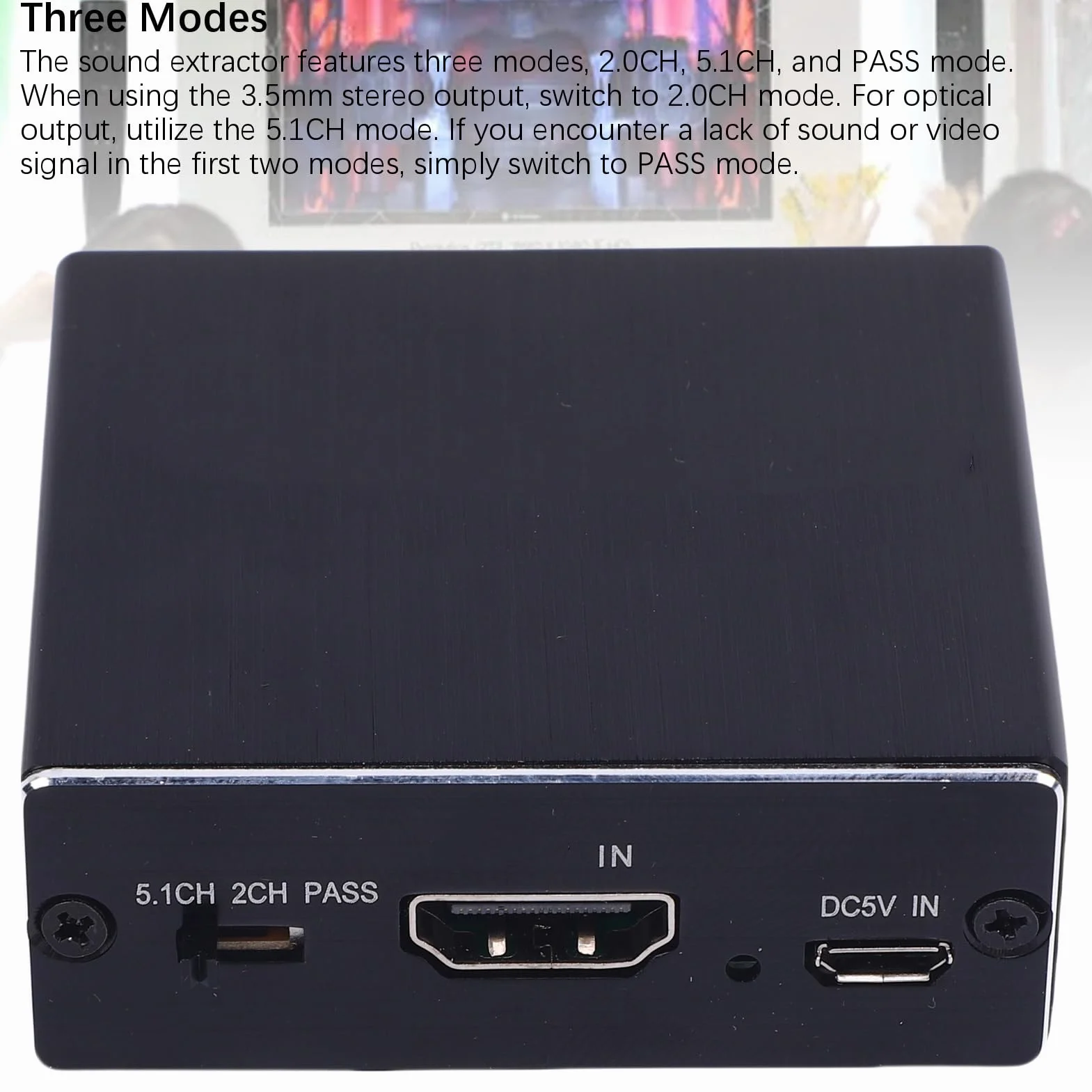 Elprico 4K HDMI Audio Ekstraktor, Optyczny Konwerter SPDIF 3,5 Mm z 3 -kanałowym Trybem dla Systemów Kina Domowego i Gier