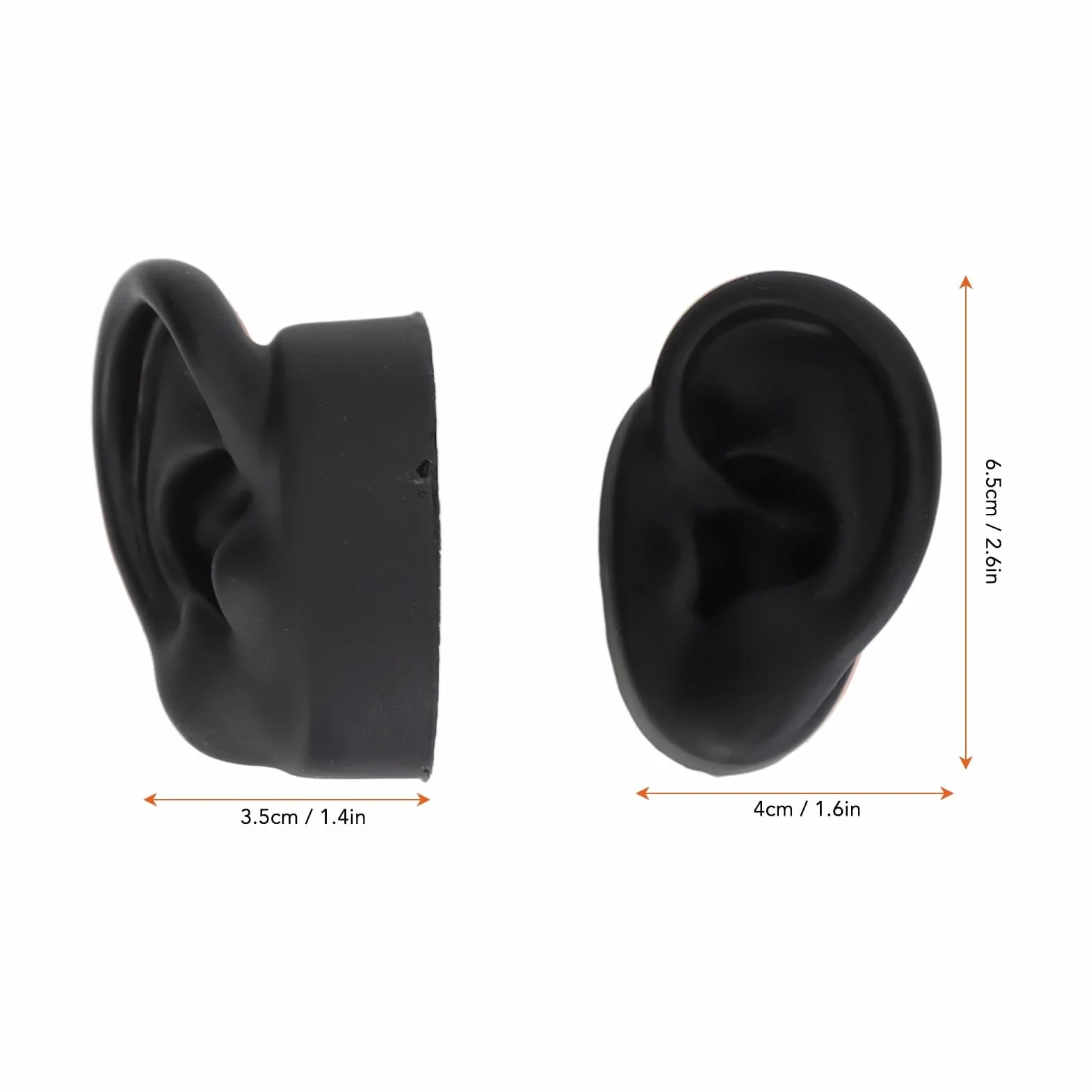 Silikonowy Model Ucha 3D, 2 Pary Zestawu do Przekłuwania Uszu, Symulowany Fałszywy Model Ucha Narzędzie ćwiczeń Model ćwiczeńdo ćwiczeń w Zakresie Przekłuwania (czarny i biały)