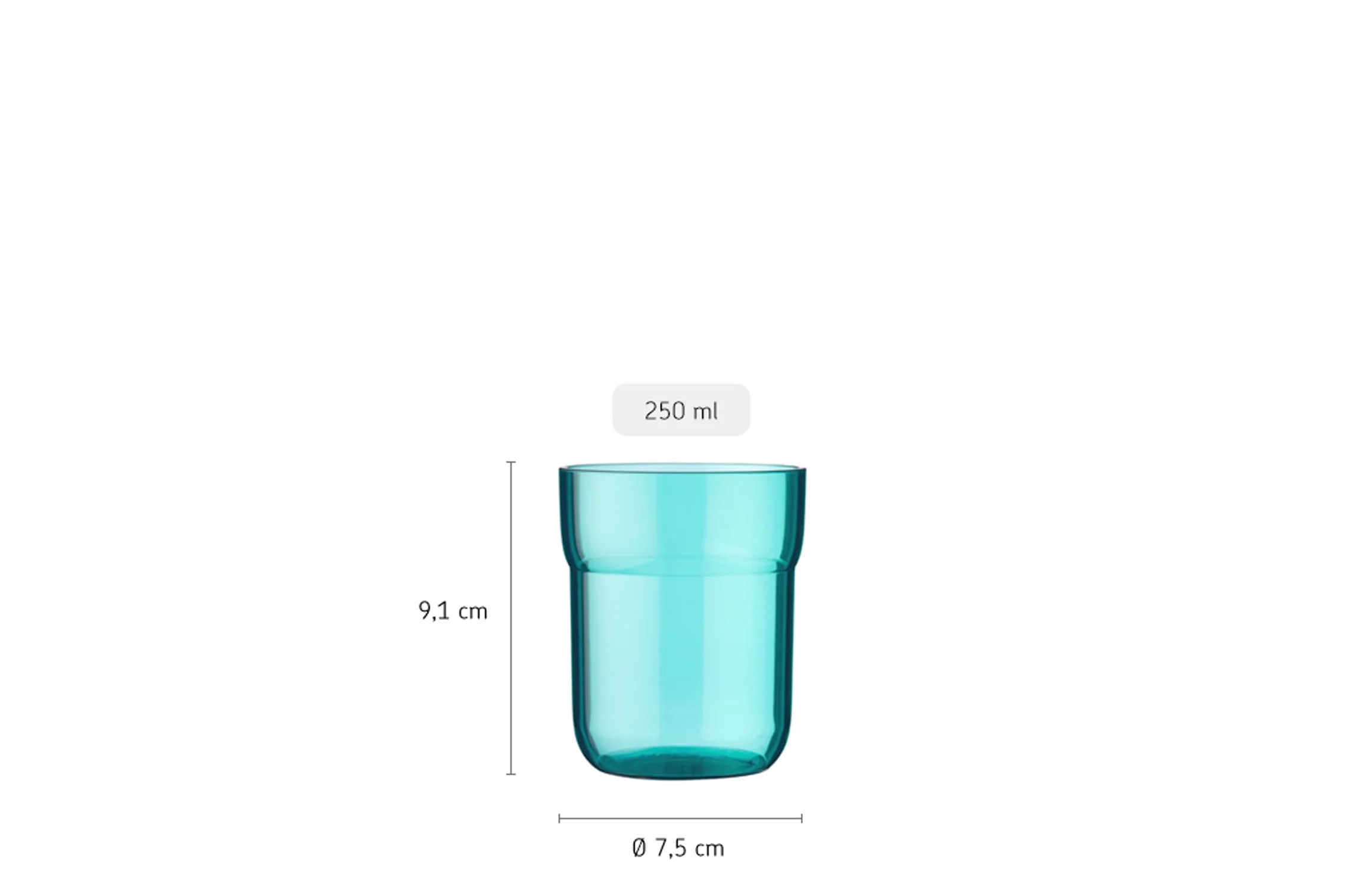 Mepal Mio, Szklanka dla Dzieci, od 9 Miesięcy, Nadaje Się do Mycia w Zmywarce, Nie Zawiera Bpa, 250 Ml, Głęboki Turkus