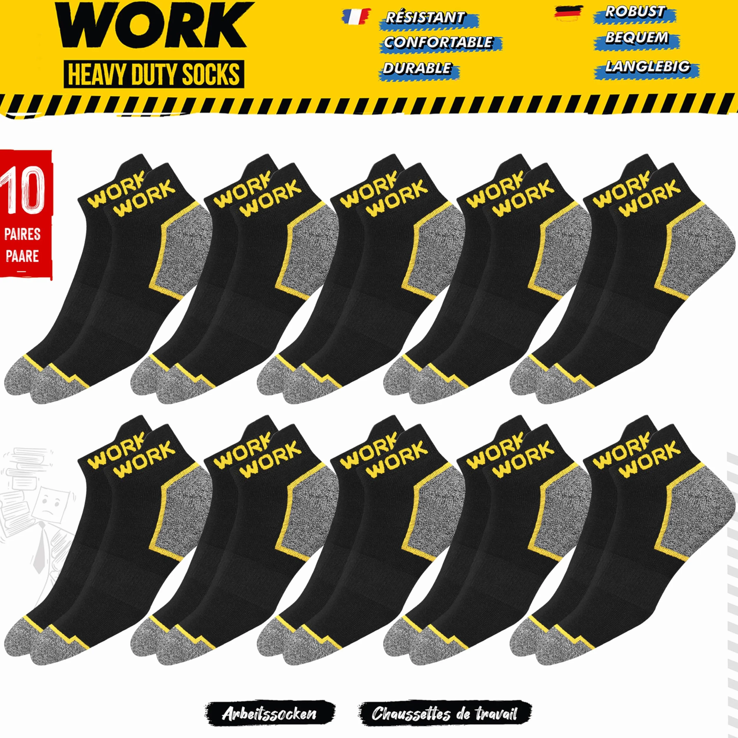SOXCO WORK 10 par krótkich skarpet dla mężczyzn i kobiet, skarpety do sneakersów