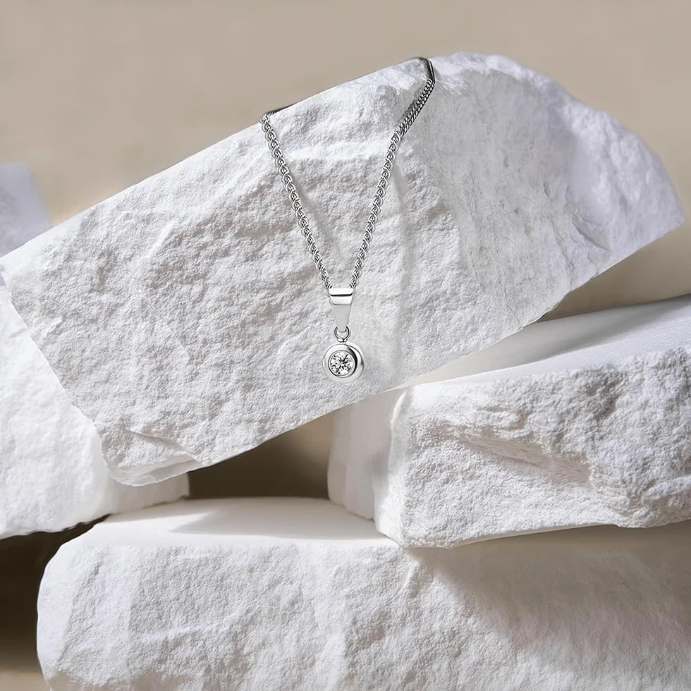 OROVI naszyjnik damski złoty łańcuszek 14k 585 żółte/białe złoto diament 0,10ct 0,50ct wisiorek diamentowy pancerka 45 cm