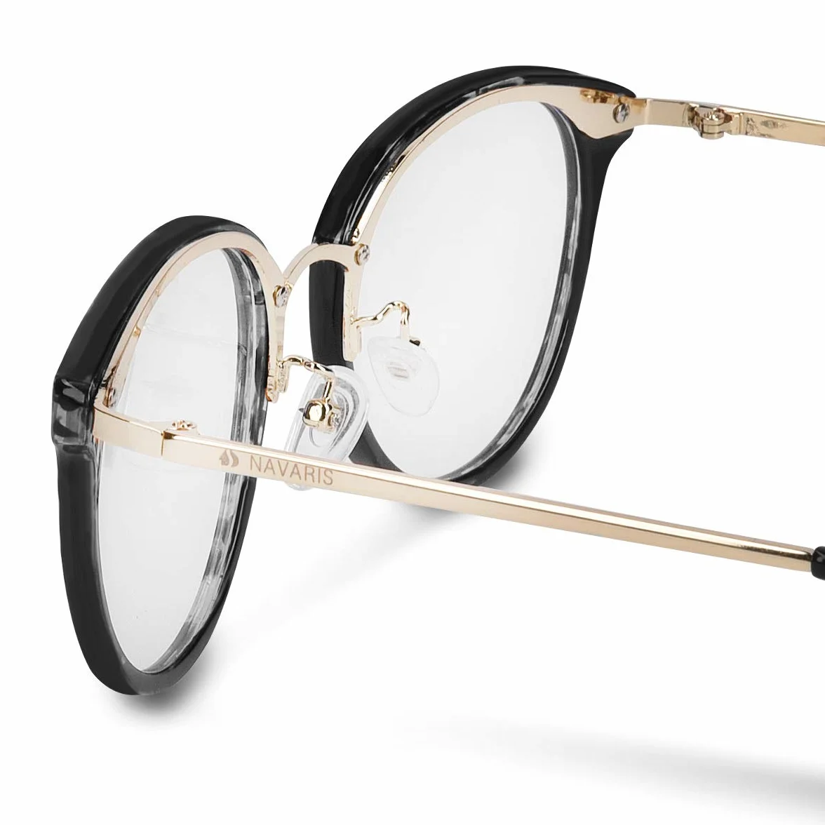 Navaris Okulary Retro Bez Recepty - Damskie/Męskie Vintage 50/Nerd/Komputerowe - Z Metalowymi Wspornikami
