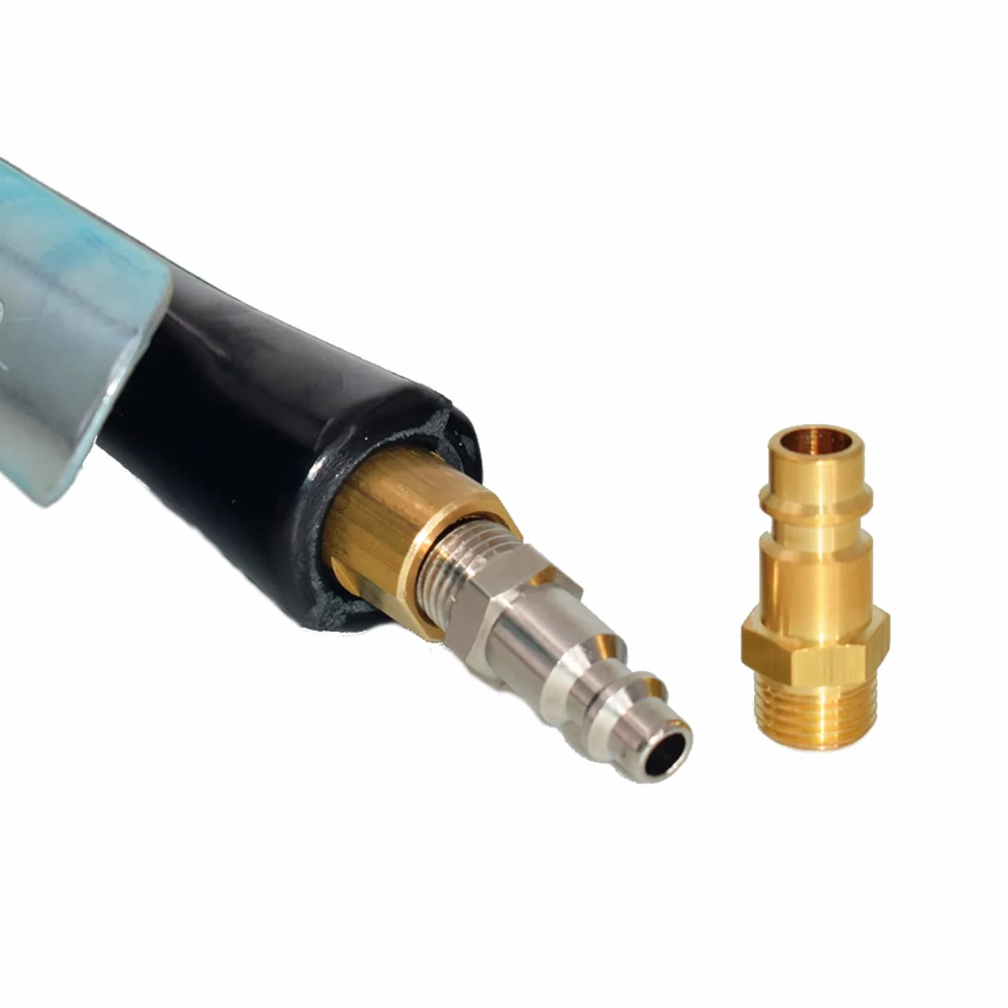 Manometr ciśnienia w oponach Eurodainu 2015 model Coronil z szybkimi złączami. 0,7-11 BAR, tarcza 80mm i rura 150 cm