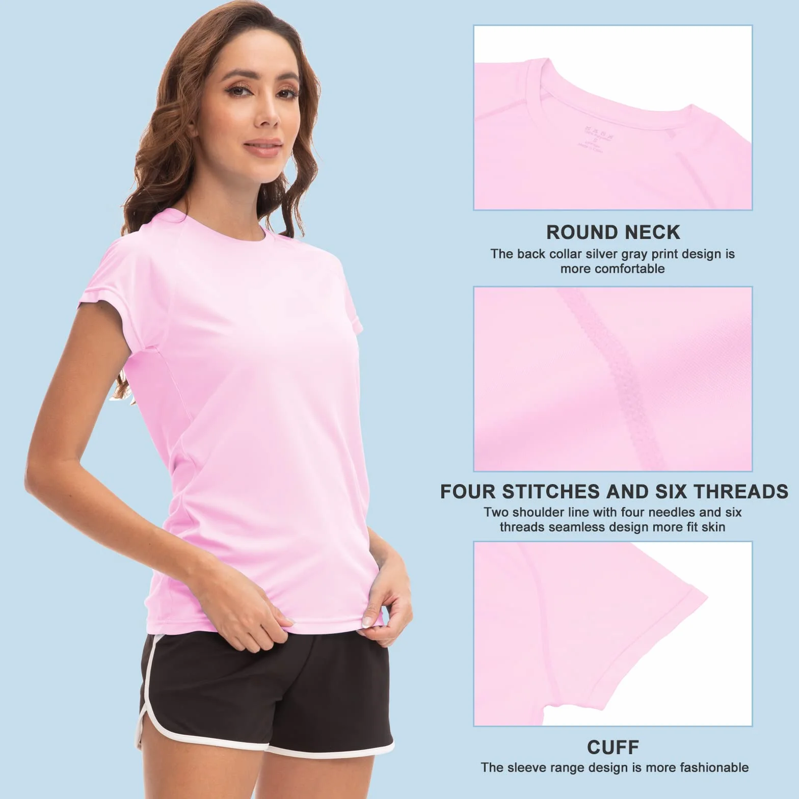 MEETWEE Koszule damskie koszulki z krótkim rękawem sportowe na co dzień szybkie suche topy UPF 50+ bieganie pływanie surfing trening joga słońce koszulka