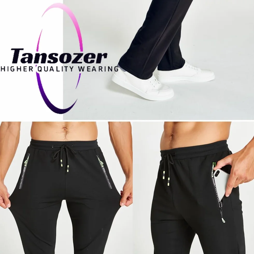 Tansozer Jogging Długie Spodnie Mężczyźni Bawełniane Kieszenie na zamek Spodnie dresowe Mężczyźni