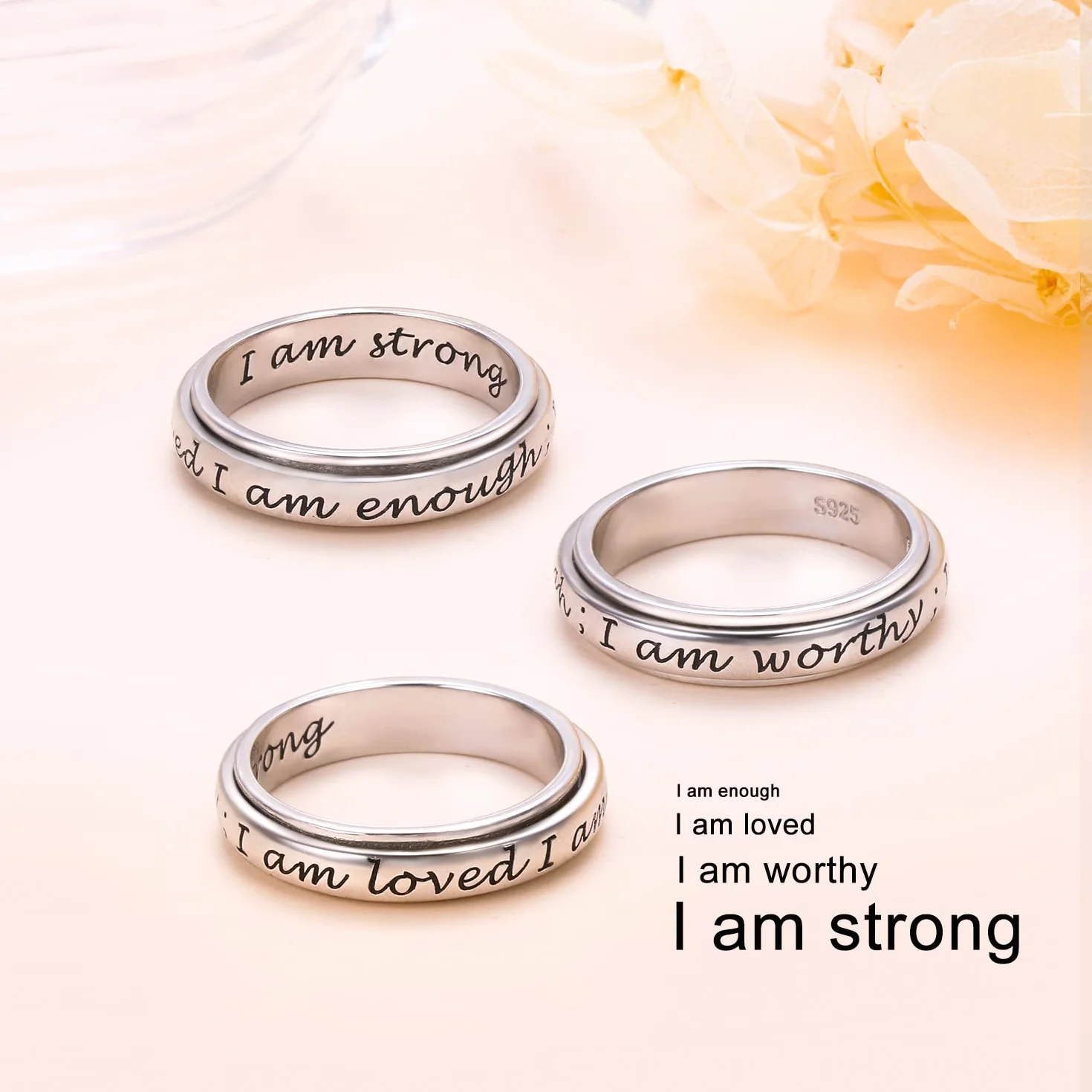 Spinner Ring pierścionek ze srebra 925 antystresowy ADHD autyzm
