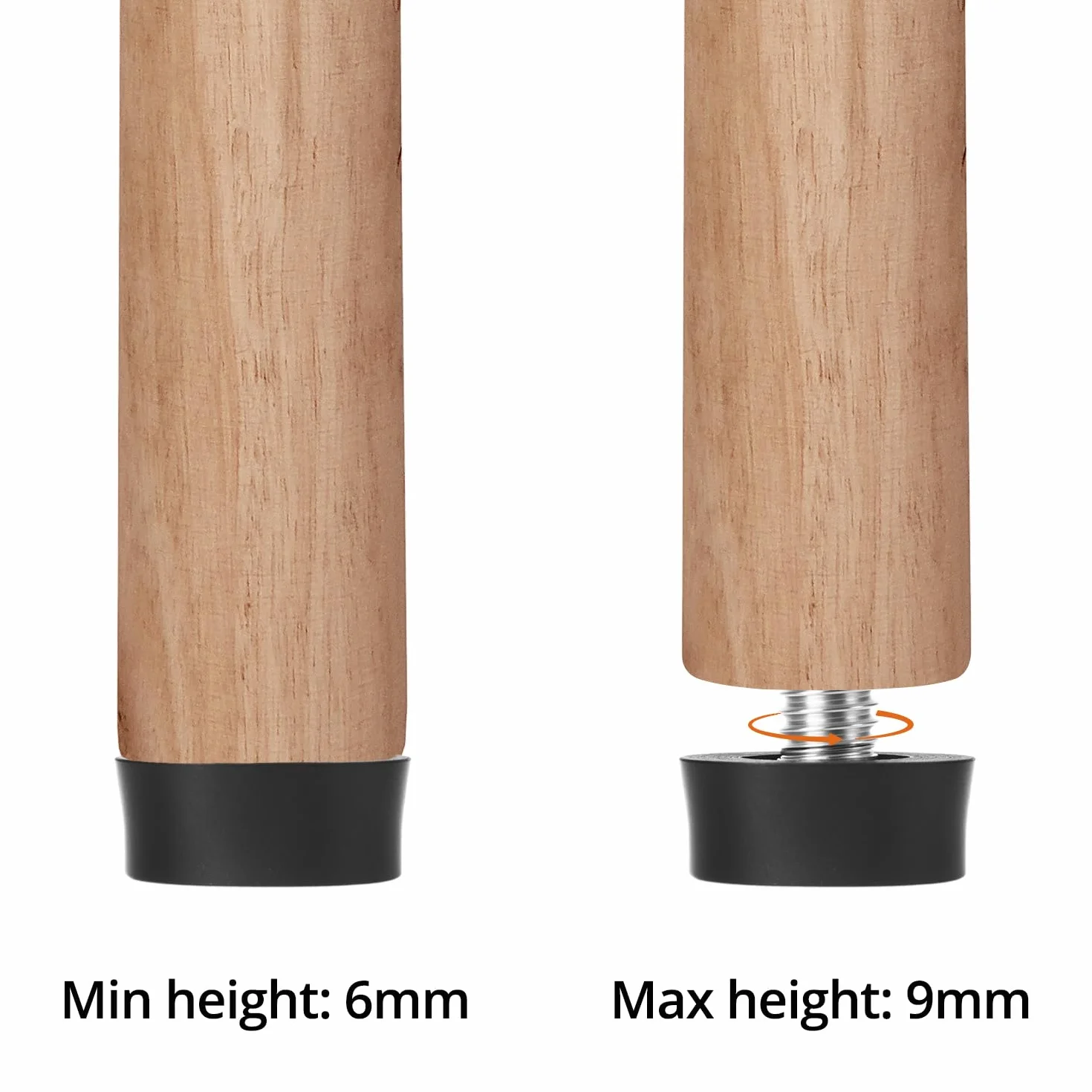 QWORK® Stopki poziomujące, poziomownice do mebli, śruba do mebli, stopka poziomująca, M6 x 10 mm, 24 szt