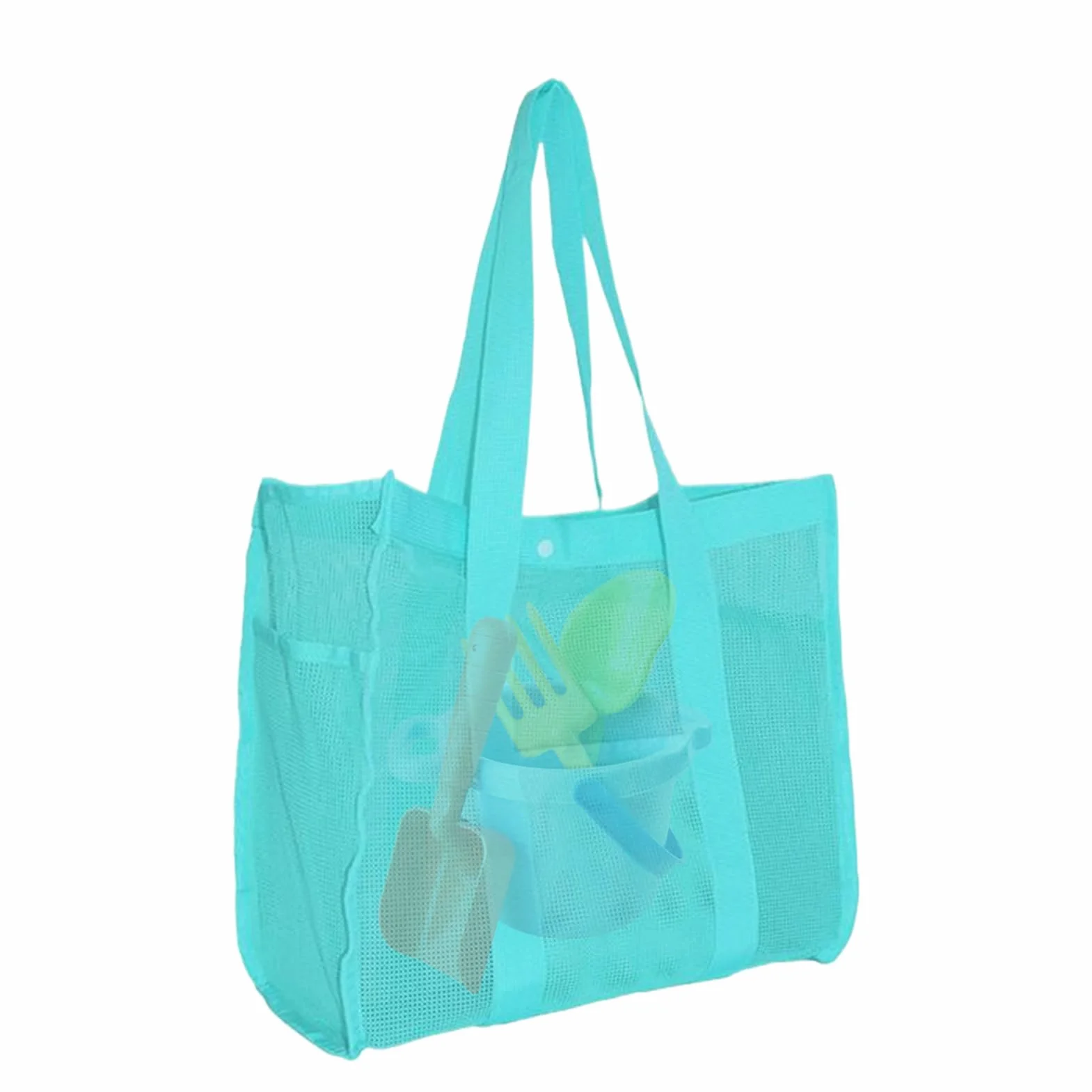 Siatkowa torba plażowa, duża, odporna na piasek, torba na zakupy, wielokrotnego użytku, organizer 36 x 33 x 7 cm, na zabawki, sprzęt pływacki, podróże, kemping, rejs, wakacje, rodzinę, kobiety, dzieci