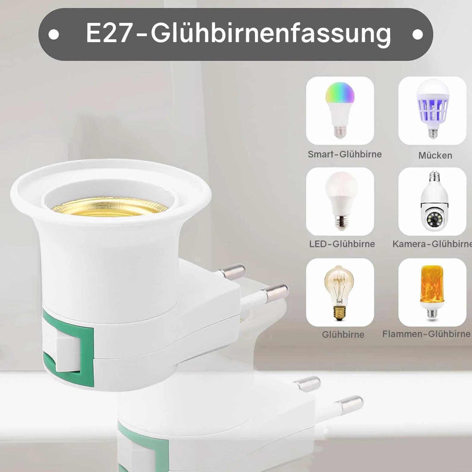 Powice 2 sztuki oprawek E27 z wtyczką, oprawka lampy z przełącznikiem, gwint E27, gniazdo lampy z wtyczką do żarówki, lampy ściennej, adapter cokołu, mały adapter do lampy kuchennej, 2 sztuki
