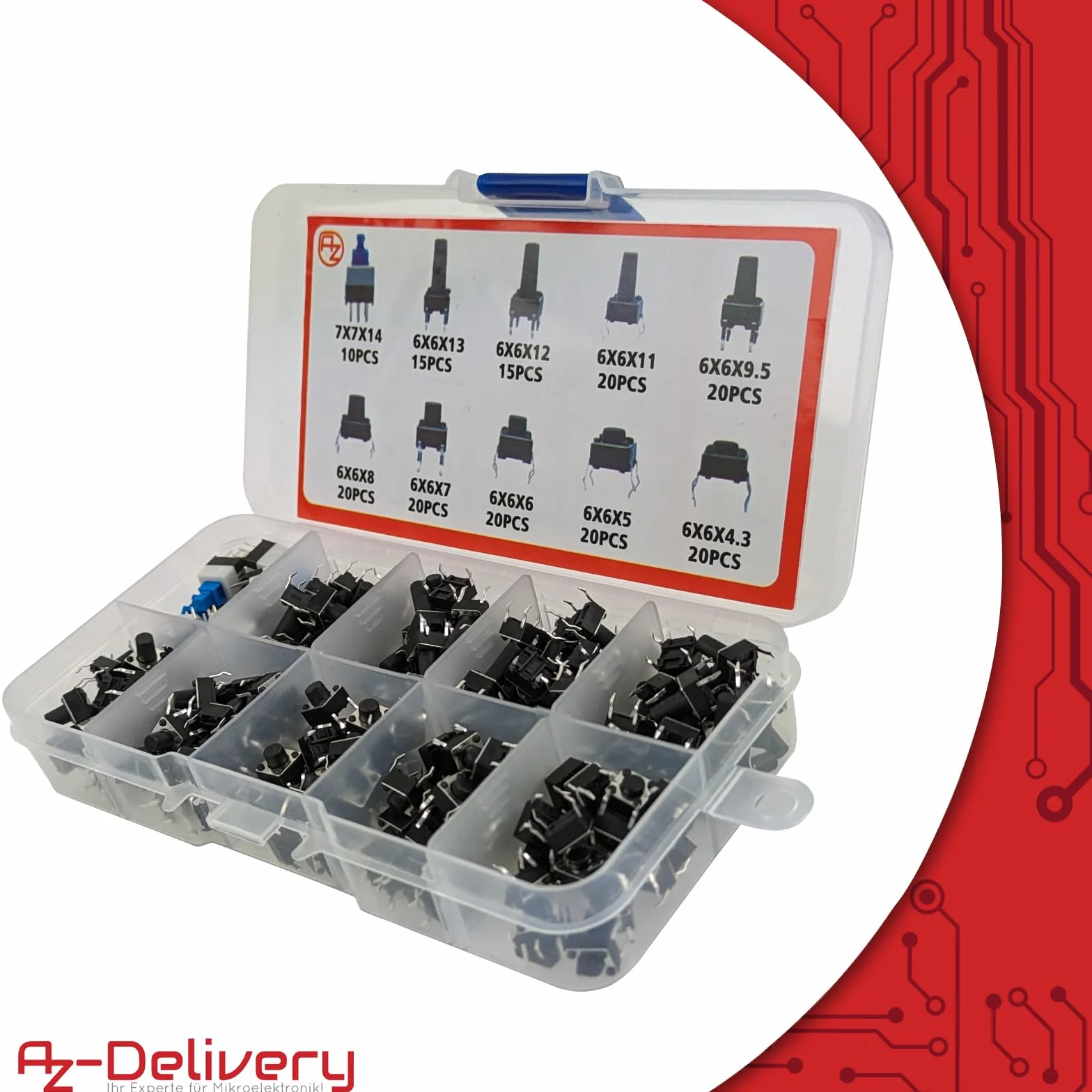 AZDelivery 1 x zestaw 180 sztuk mikroprzełączników