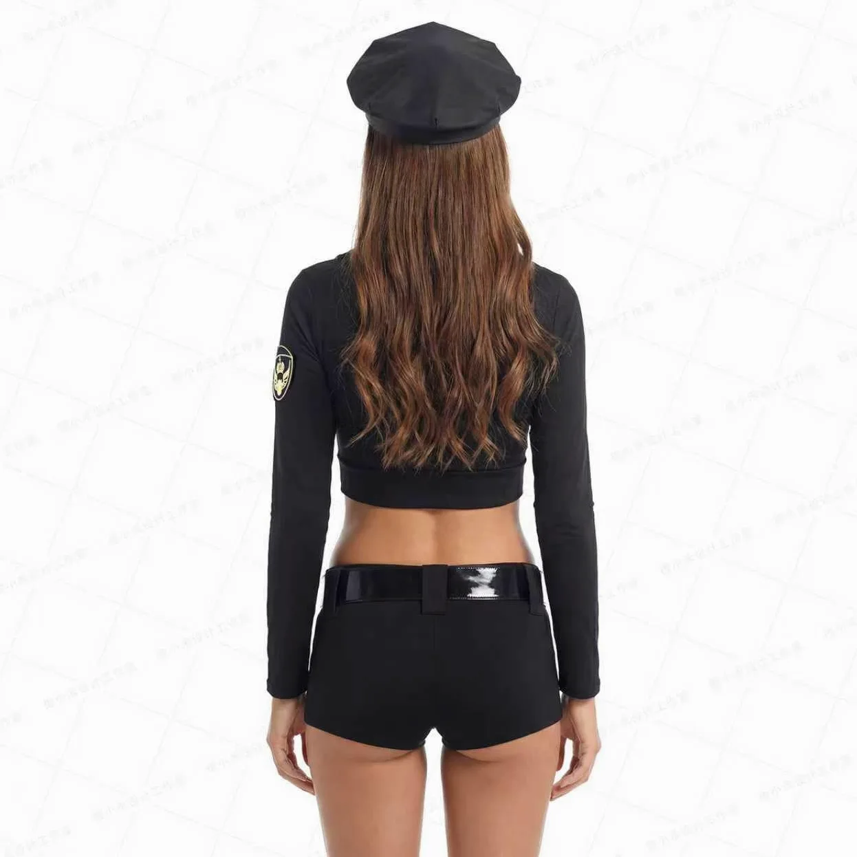 FORNY Damski kostium policyjny, cosplay, brudny mundur policjanta, Halloween, stroje oficerskie