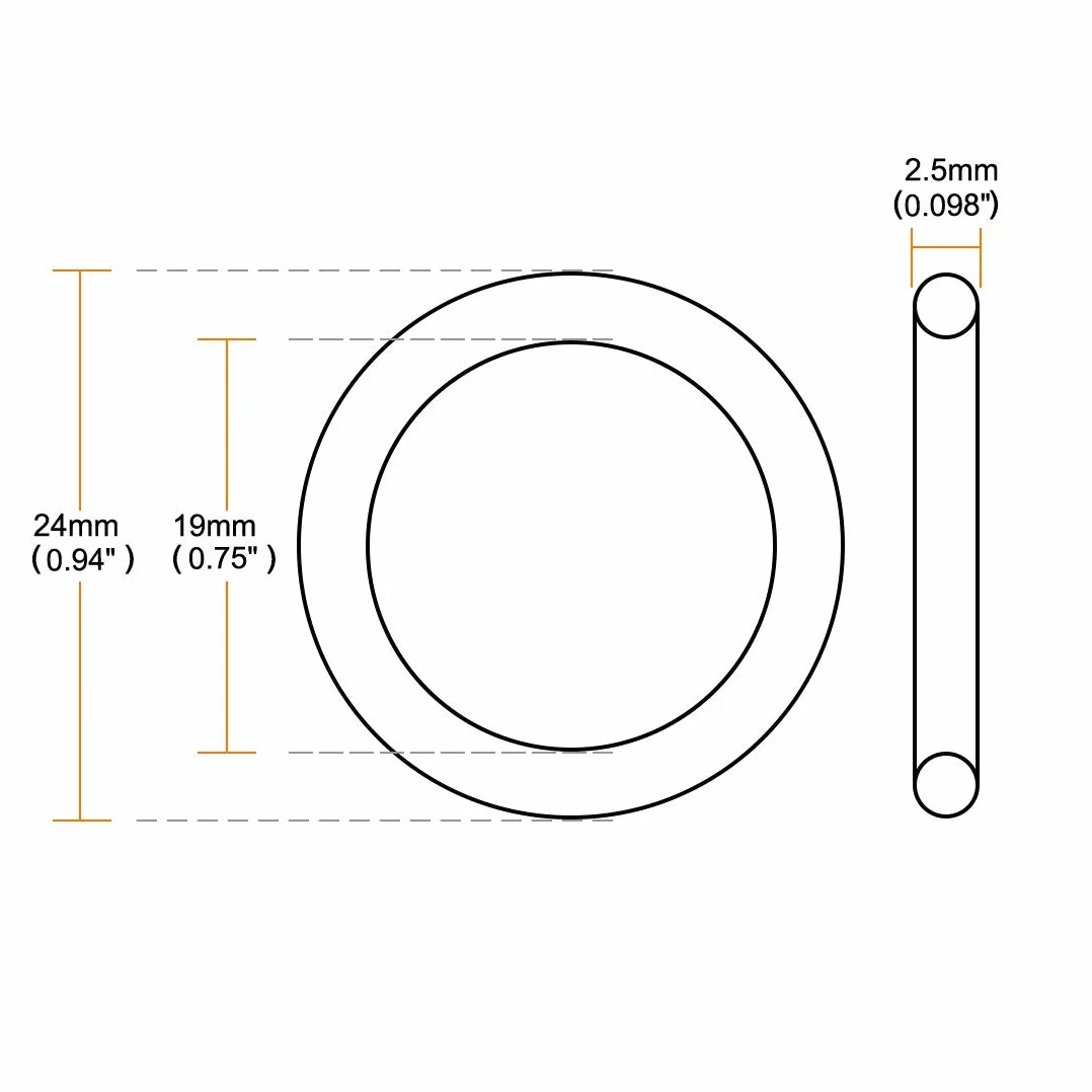 10 szt. 24 mm x 2,5 mm mechaniczna guma pierścień uszczelniający uszczelki olejowe