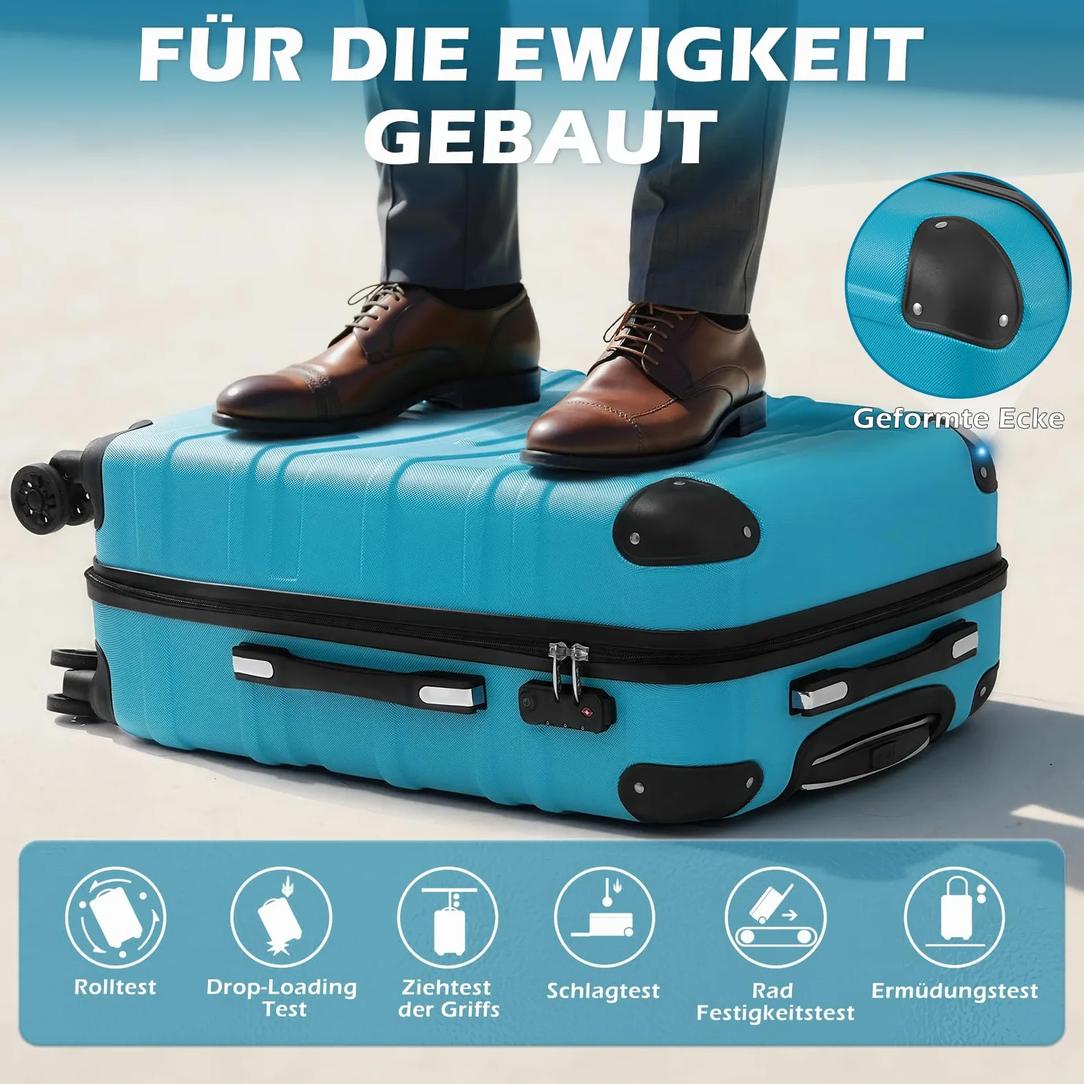 COOLIFE Walizka podróżna z twardą obudową, z możliwością rozszerzenia, z tworzywa ABS, z zamkiem TSA i 4 kółkami, ciemnoszary, Set-2tlg（L+XL）, Uniseks