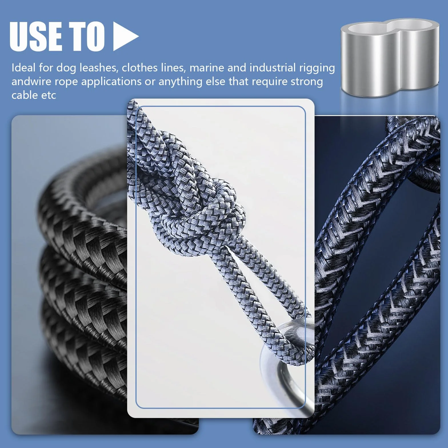 Kotkiddy® 50 sztuk zacisków dociskowych, 6 mm, podwójne tuleje zaciskowe z aluminium, 6 mm, aluminiowa złączka zaciskowa do liny gumowej