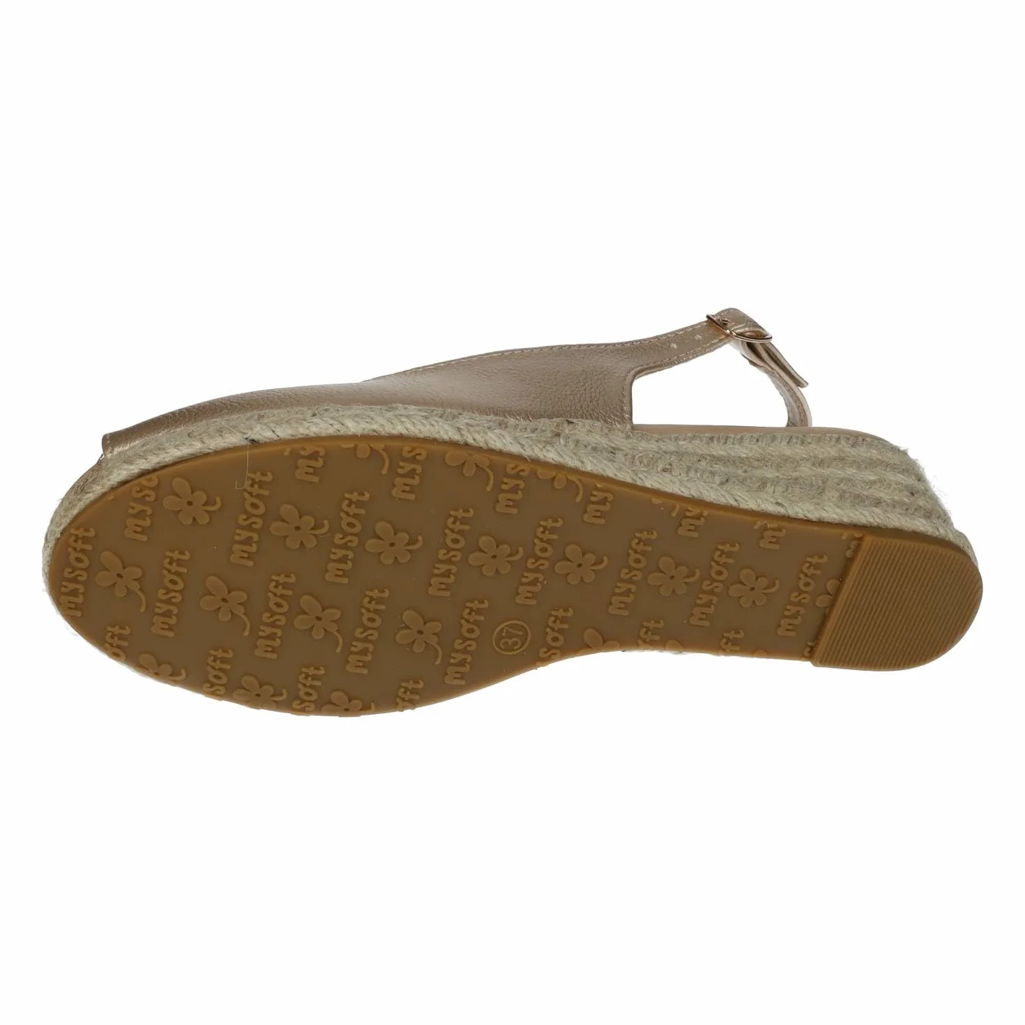 mysoft 25M100 damskie espadryle na koturnie platforma jutowa z otwartym palcem i regulowaną klamrą wygodne i eleganckie espadryle dla kobiet