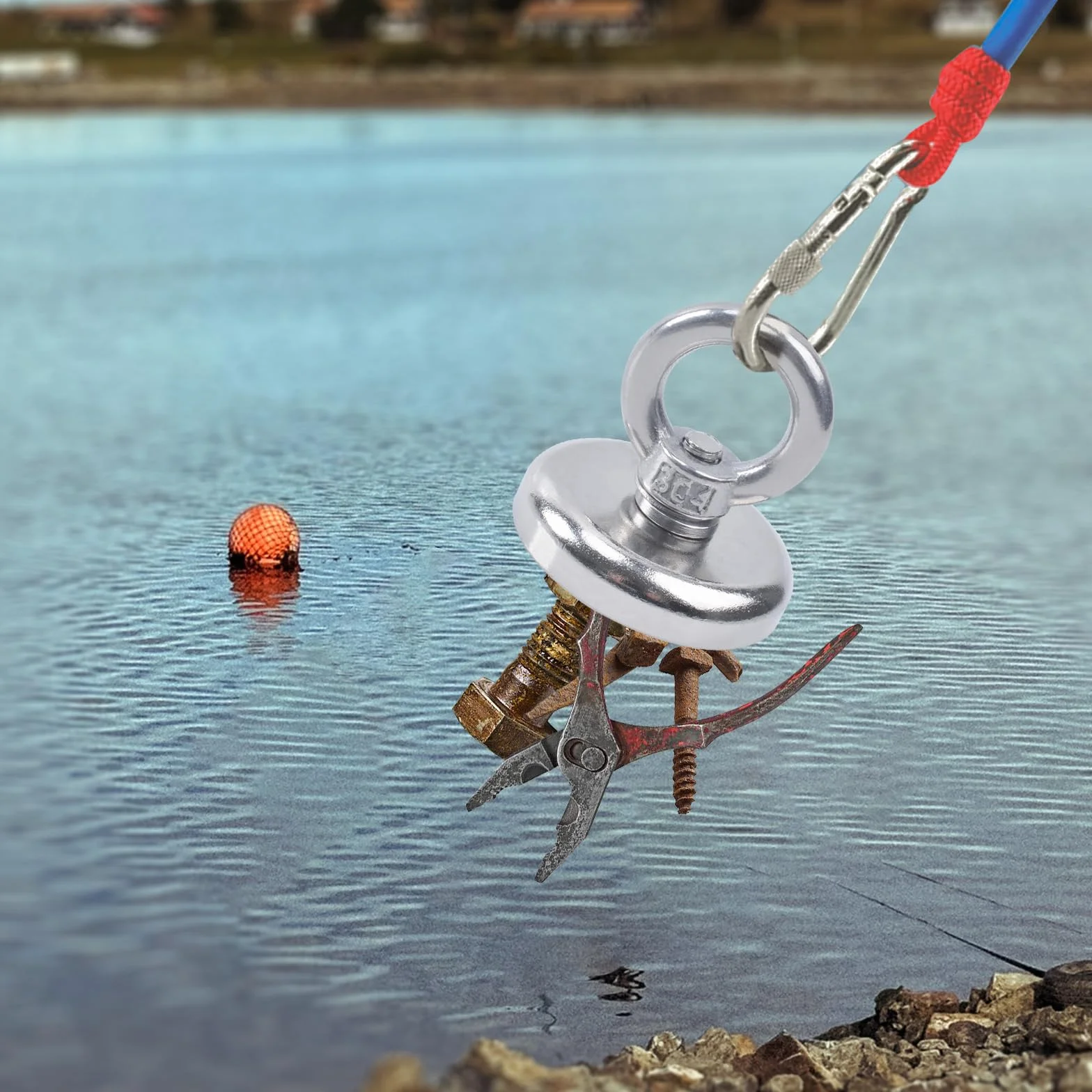 Silne magnesy neodymowe, siła ciągnąca, wytrzymałe, bardzo mocne magnesy, 48 mm, przemysłowy magnes do pobierania w rzece i ratownictwie, 1 opakowanie