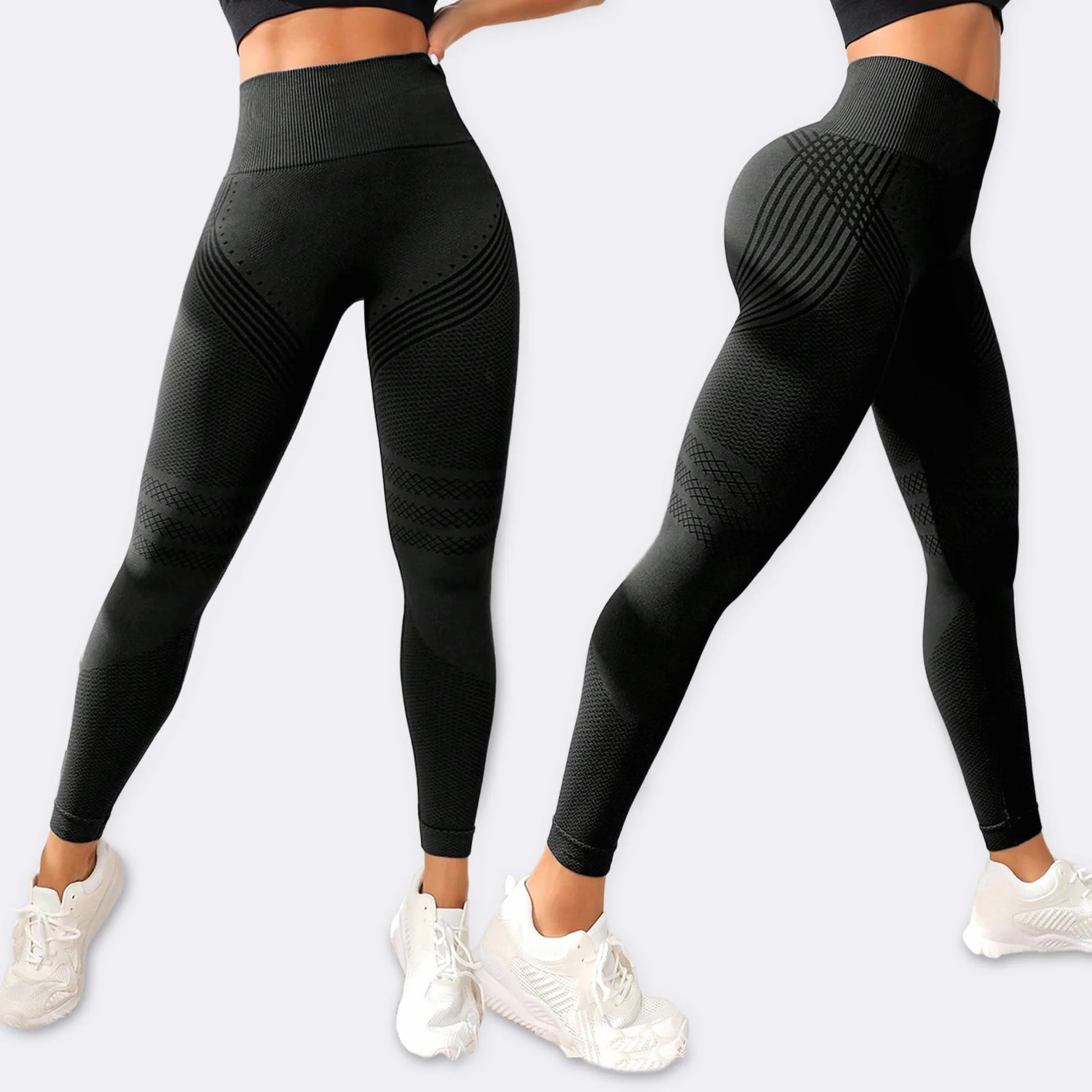 Legginsy antycellulitowe damskie sportowe długie kompresyjne push-up do jogi pilatesu