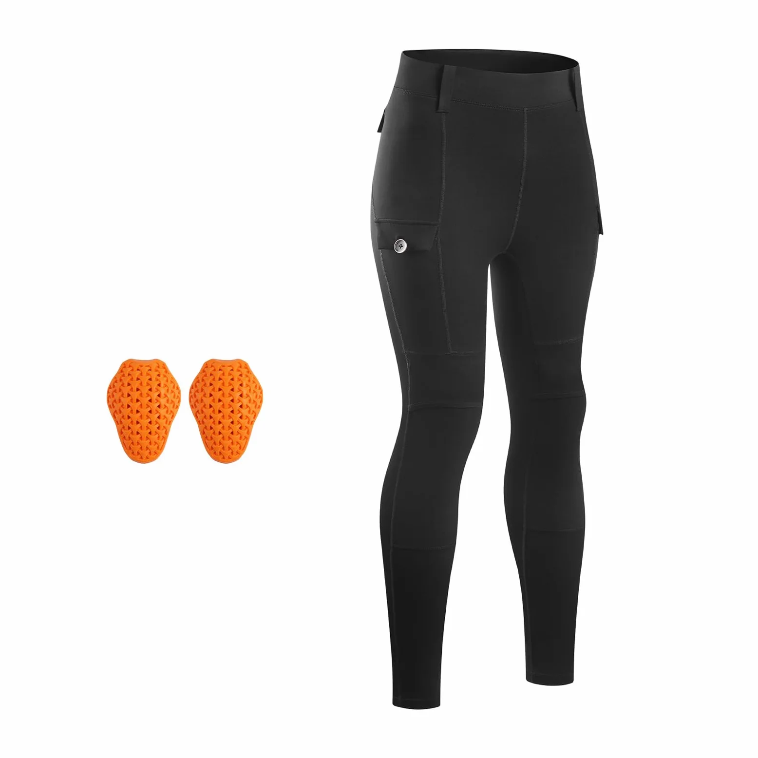 Damskie Legginsy Motocyklowe Slim Fit, Lekkie Spodnie Biker Z Wyjmowaną Ochroną I Kieszeniami Cargo Do Jazdy Miejskiej I Codziennego Użytku