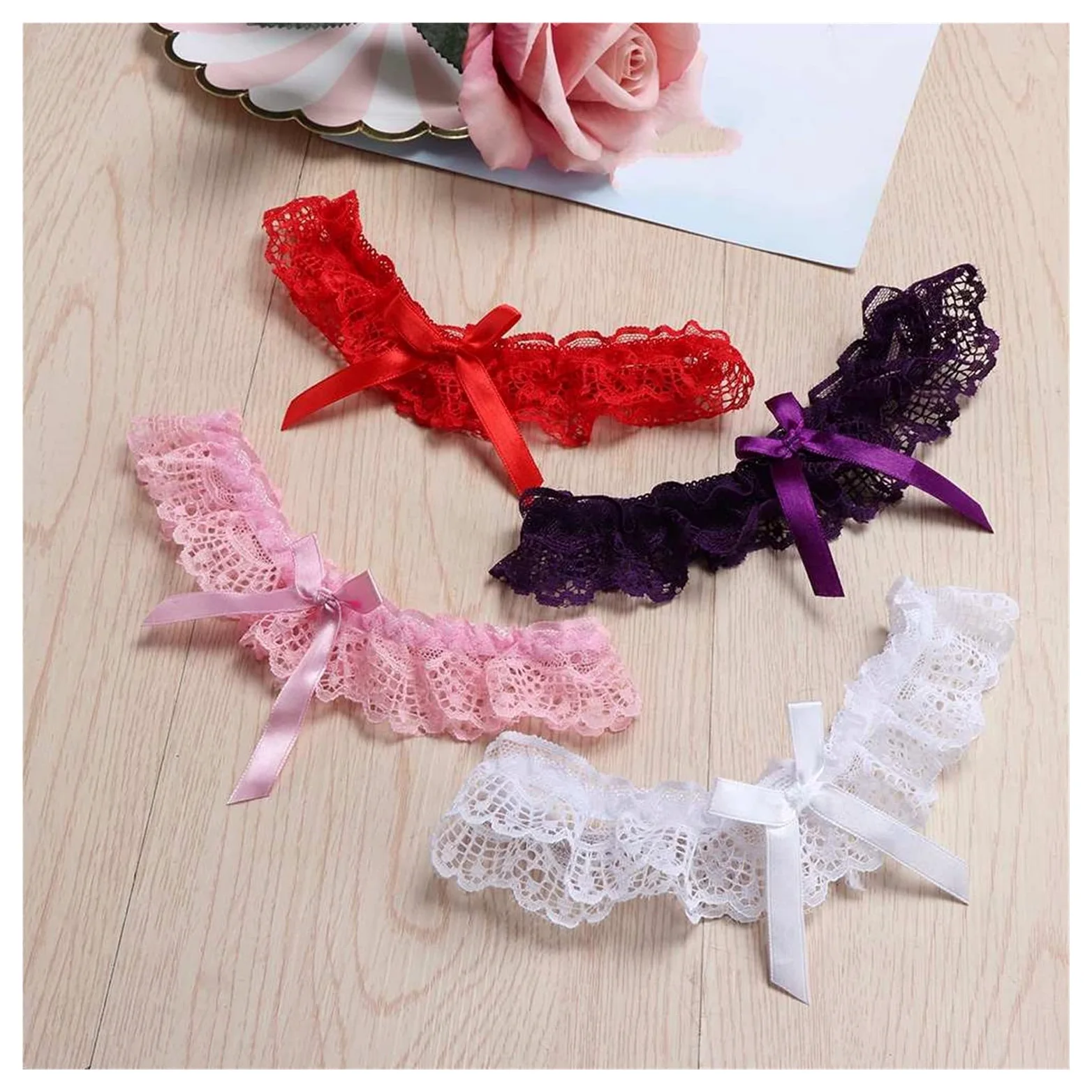 2 sztuk/zestaw damski panna młoda pas koronkowy Bowknot bielizna blokada nóg zestaw pas do pończoch koronkowy pas do pończoch (kolor: czarny, rozmiar: 33-60 CM) (czerwony 33)