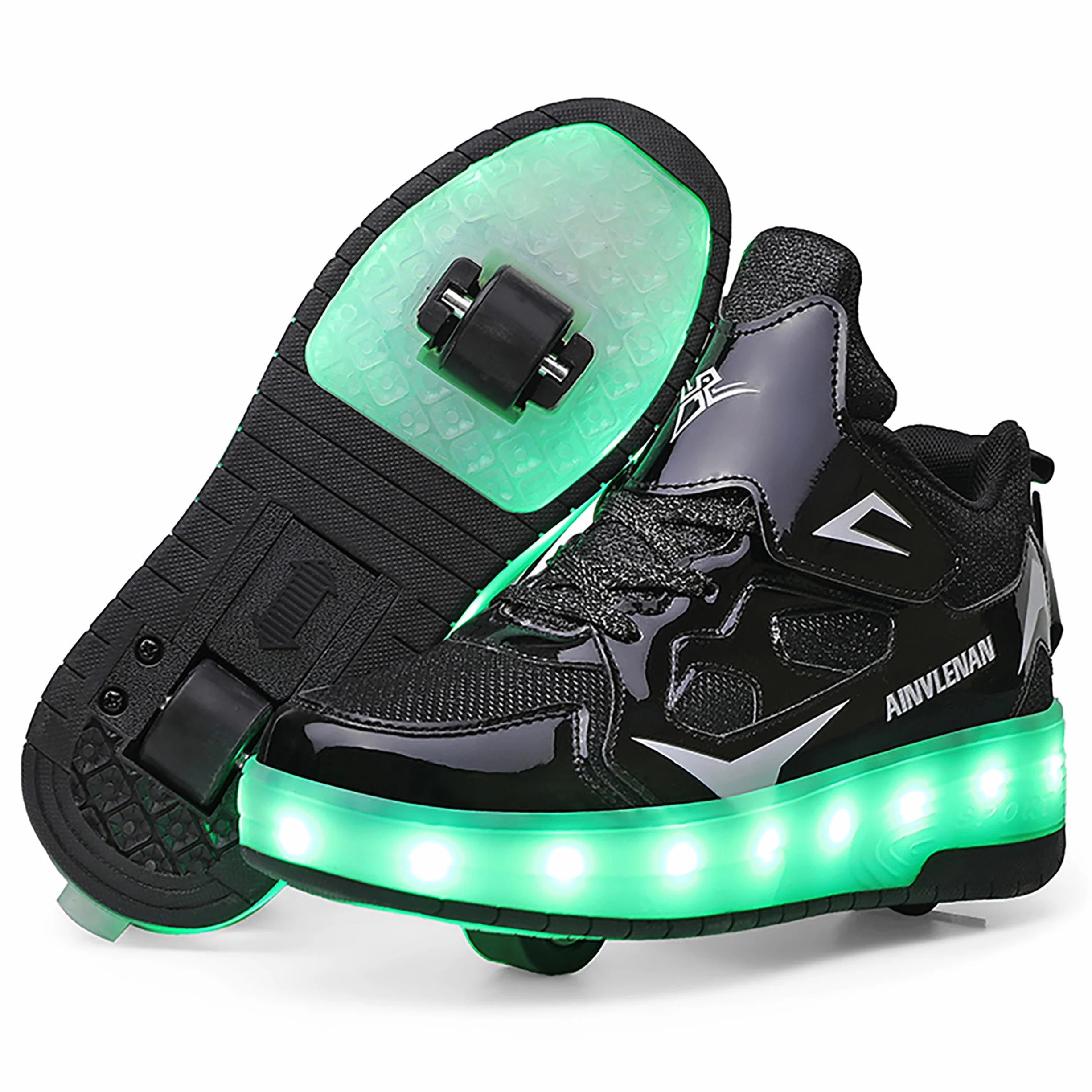 Chłopięce dziewczęce buty na deskorolkę z migającymi diodami LED, buty z rolkami, automatyczne zwijanie, komfortowe, outdoorowe buty sportowe dla dzieci