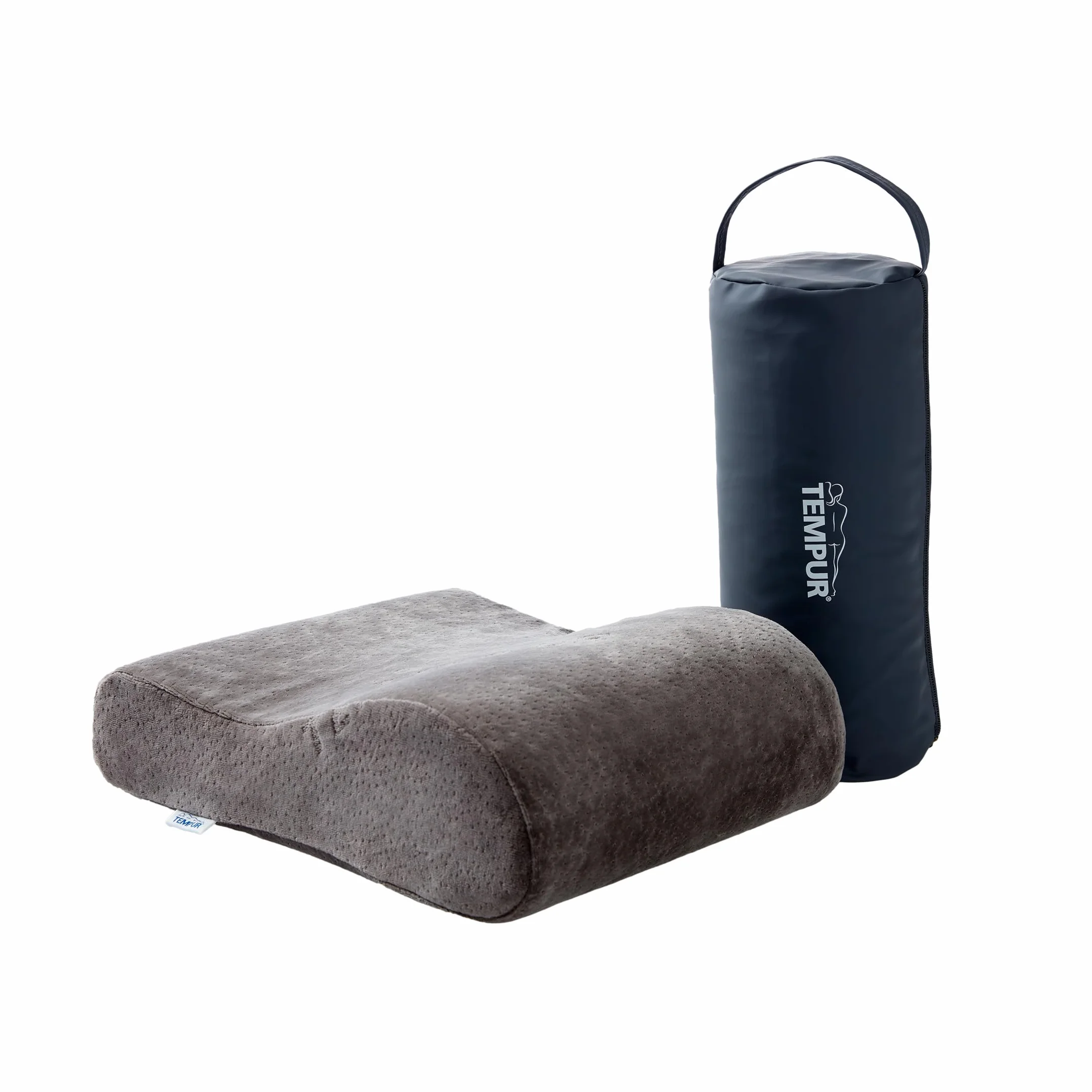 TEMPUR Poduszka podróżna z pianki memory ergonomiczna pod kark z torbą transportową Antracyt 25x31x10/7 cm