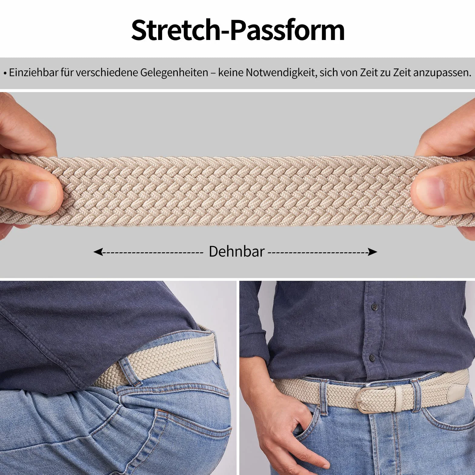 TANGCHAO 2 sztuki elastycznych pasków materiałowych, pleciony pasek dla kobiet i mężczyzn, szerokość 3,3 cm, długość regulowana, pasuje od 90 cm do 135 cm, dostępny w różnych kolorach