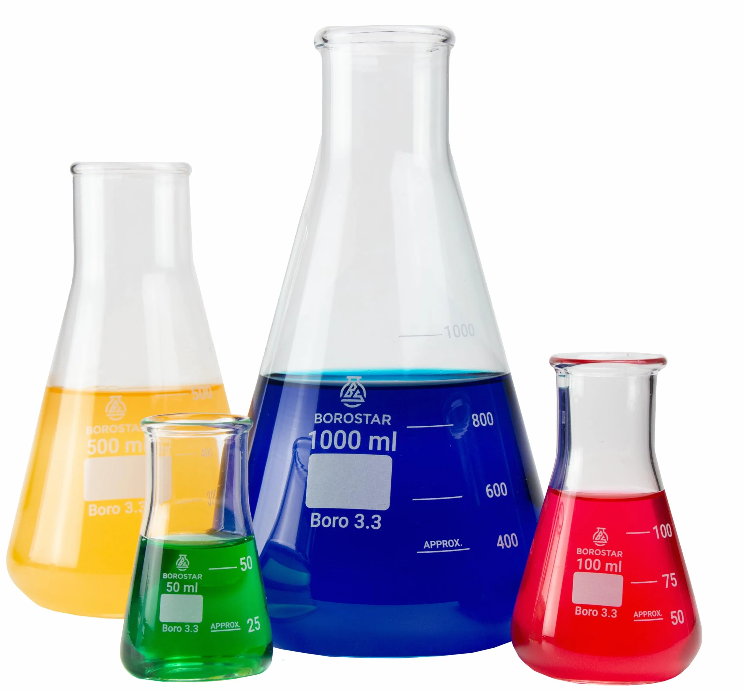 Kolba Erlenmeyera (Boro 3.3), z podziałką, szeroka szyja, 300 ml